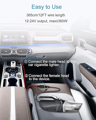 Miniatura 5 de ALITOVE Cable de extensión para encendedor de cigarrillos de 12 AWG, 12 pies, 30 A, 360 W máx. Cable de alimentación resistente macho a enchufe