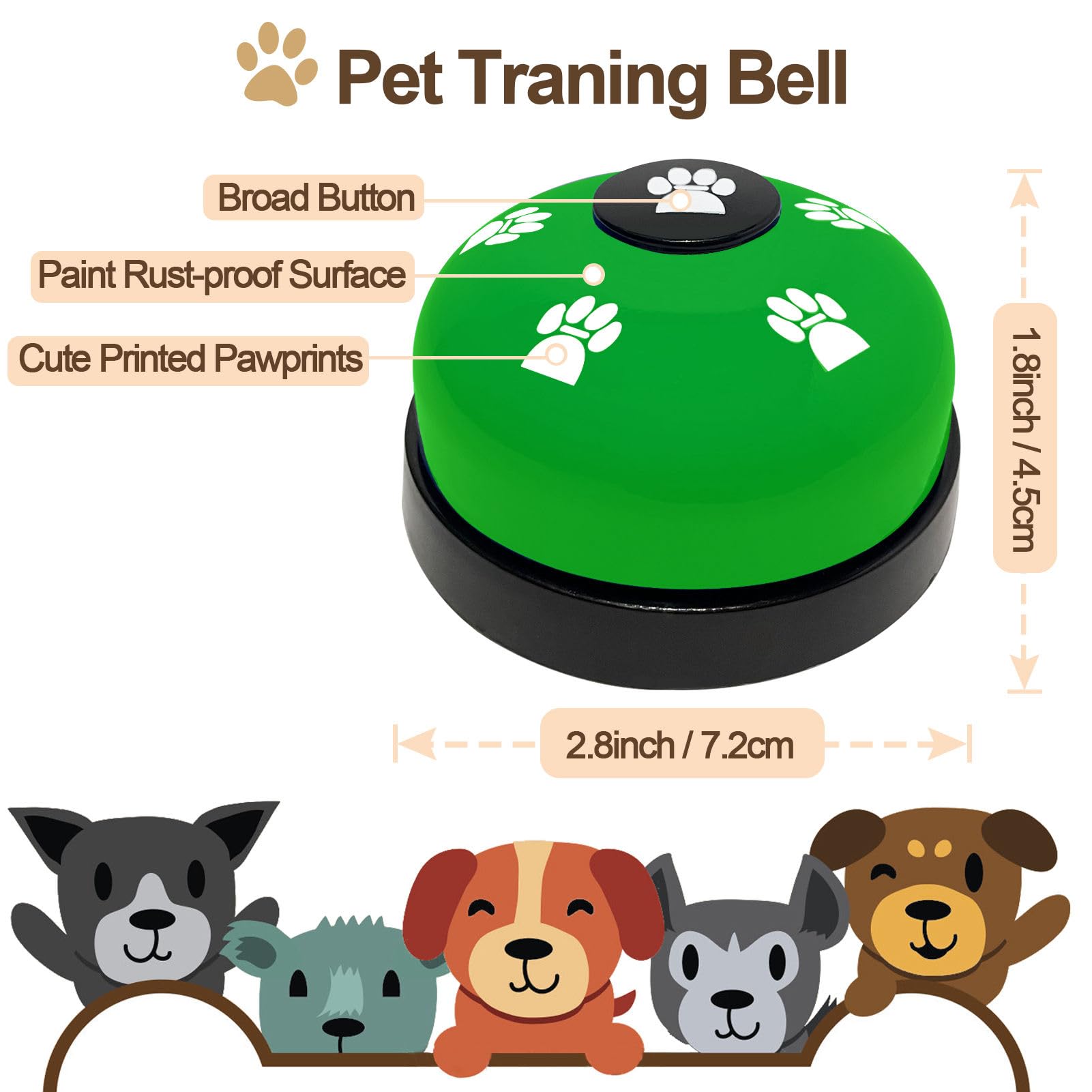 KEXIAVA 2 Pcs Dog Bells Toilet Training Dog Doorbell Dog Training Bell for Puppy Potty Adjustable Strap Dog Door Bell and Communication Device Dog Bell Cat Puppy Interactive Bell (Green) - Image 4