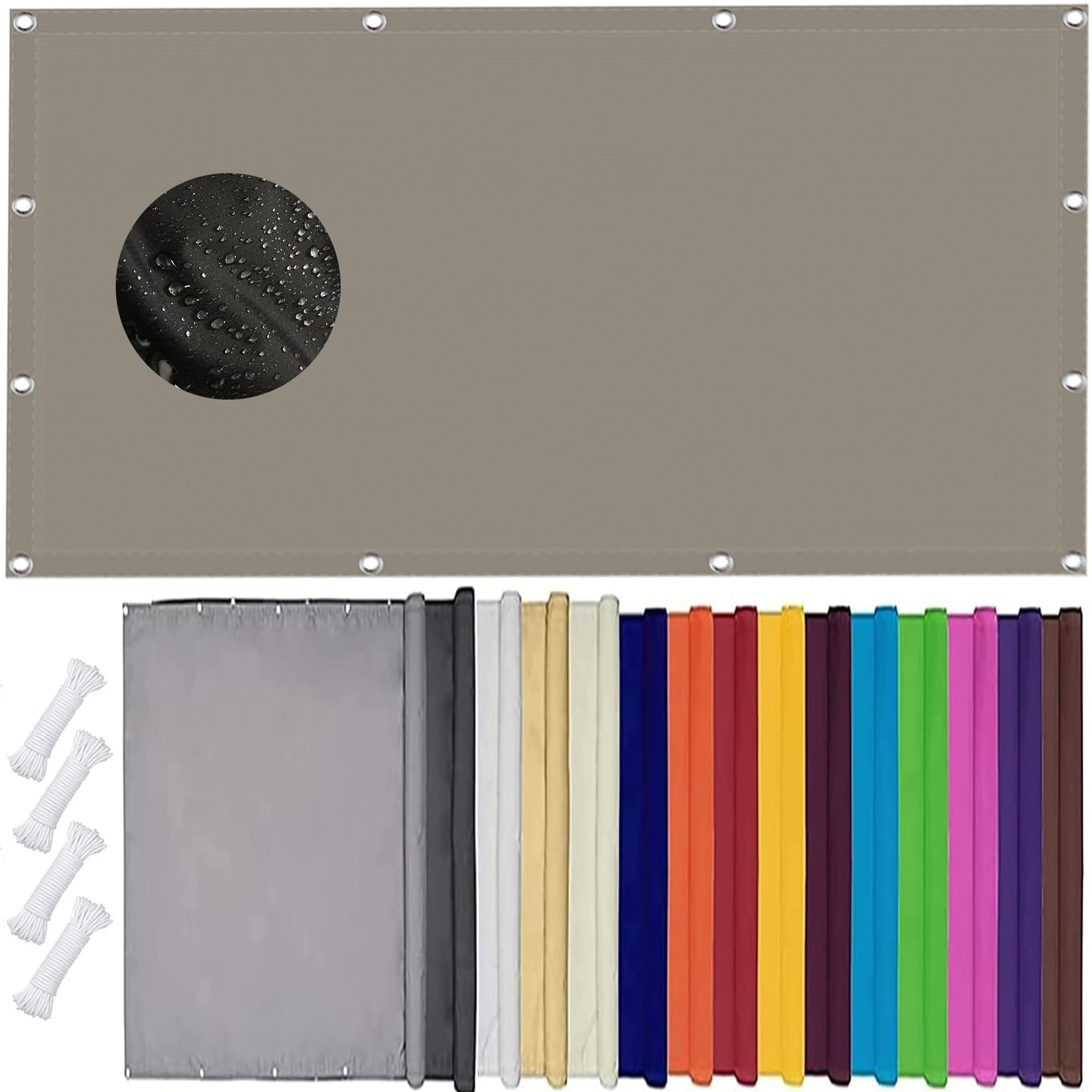 GLDYTVF Outdoor Sunshade Sunscreen Awning 2.6 x 2.7m Rectangular Waterproof Shade Mesh Cloth 95% UV Block Windproof Weather Resistant Taupe