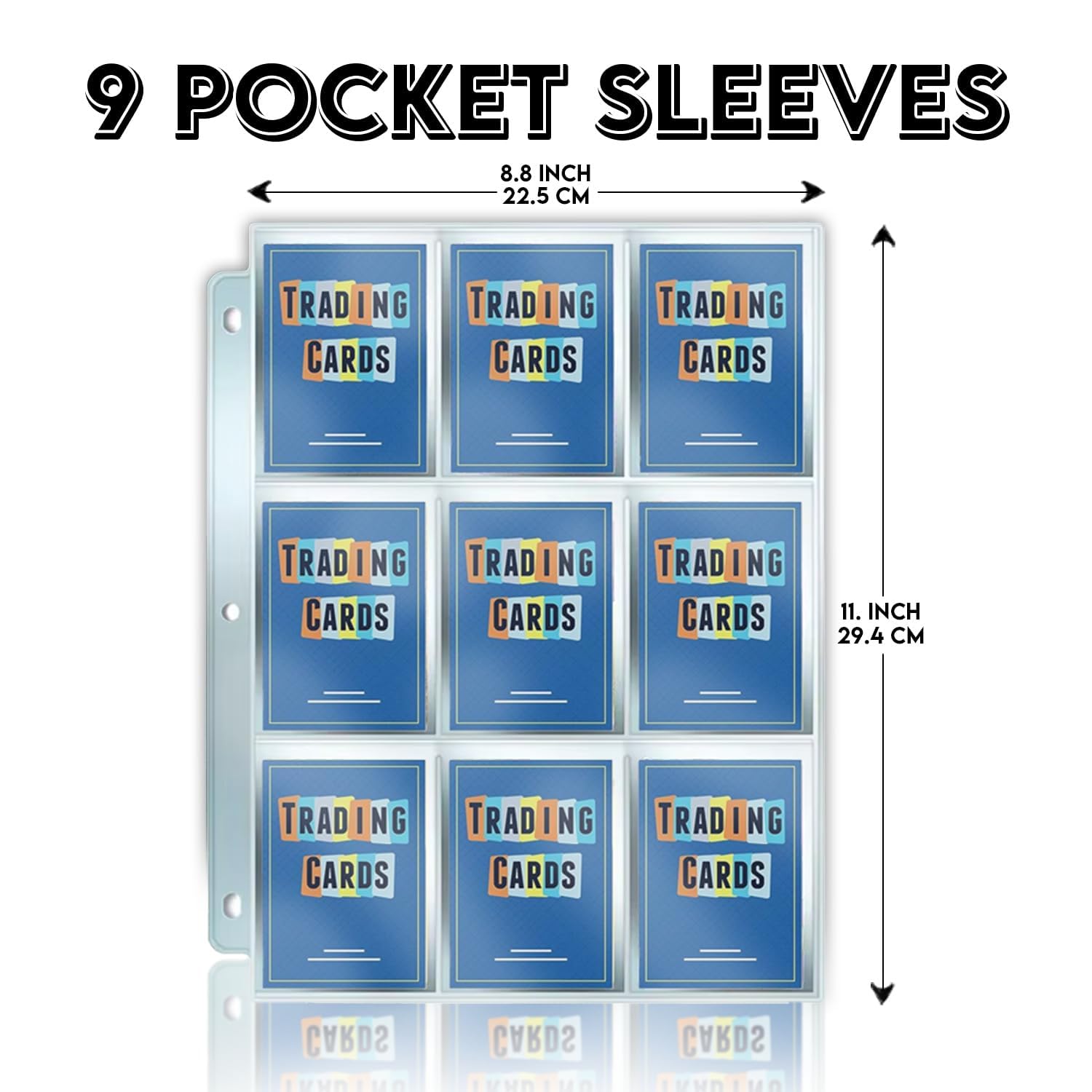 7200 Pockets Sammelkartenhüllen, Premium 9 Pocket 200 Blatt, doppelseitige langlebige Non-PVC-Hüllen, passend für MTG, PKM, Baseball, Fußball, Hockey & Sportkarten, passend für 3-Ringbuch (400 Blatt)