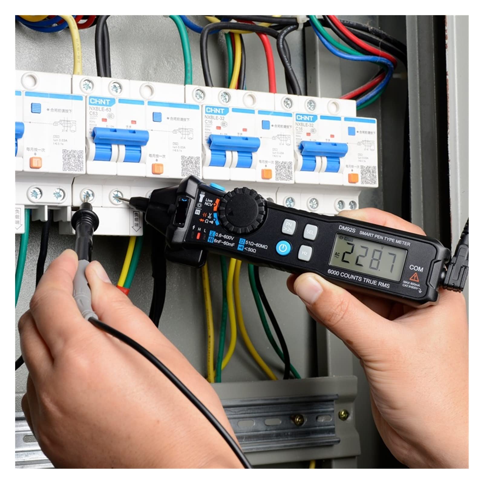 Multimetro digitale 6000 conteggi Penna tascabile Stile Gamma automatica/Multimetro intelligente Rilevamento NCV Tester di tensione CC/CA(DM92S Smart mode)