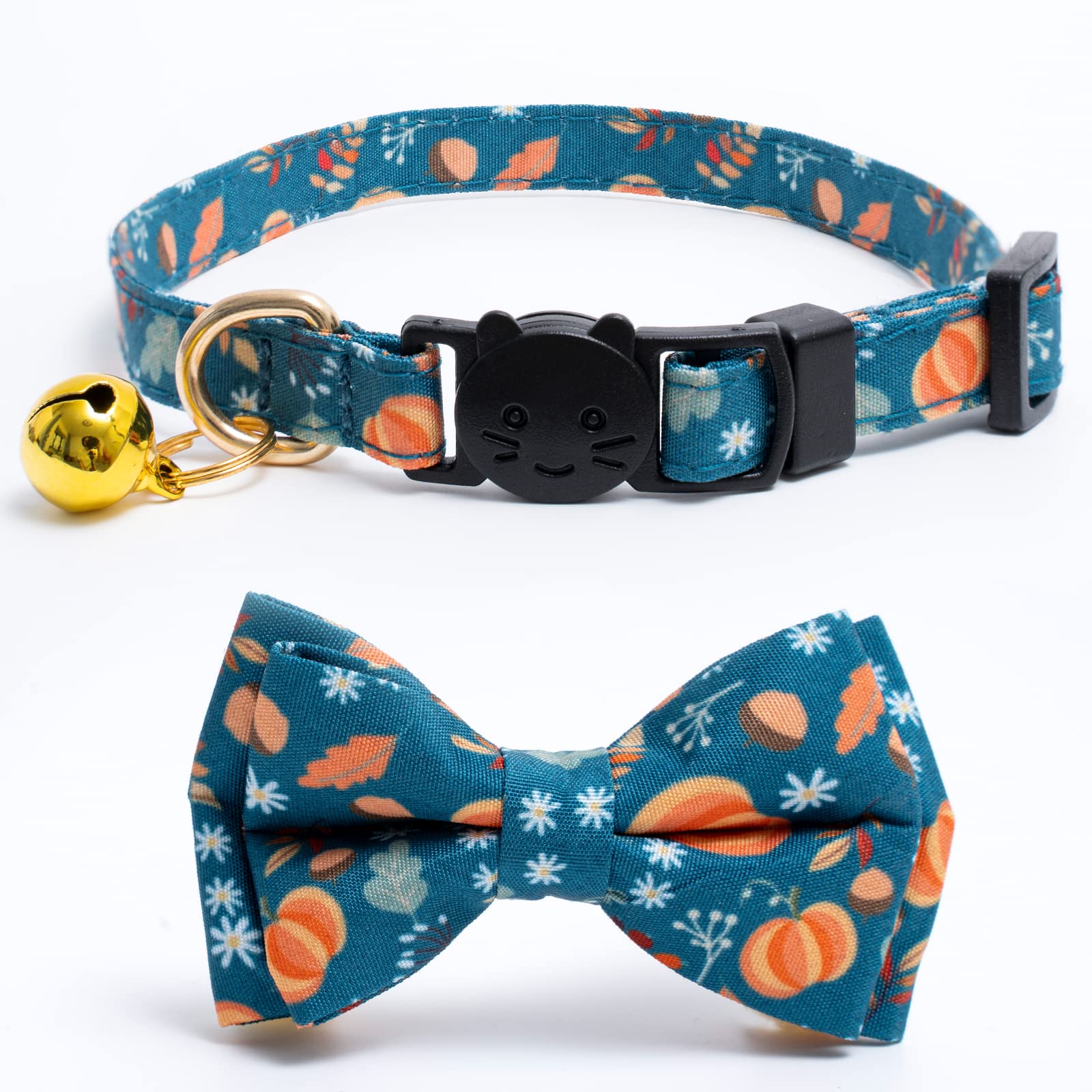 Lot de 2 colliers pour chat avec nœud papillon Orange Vert