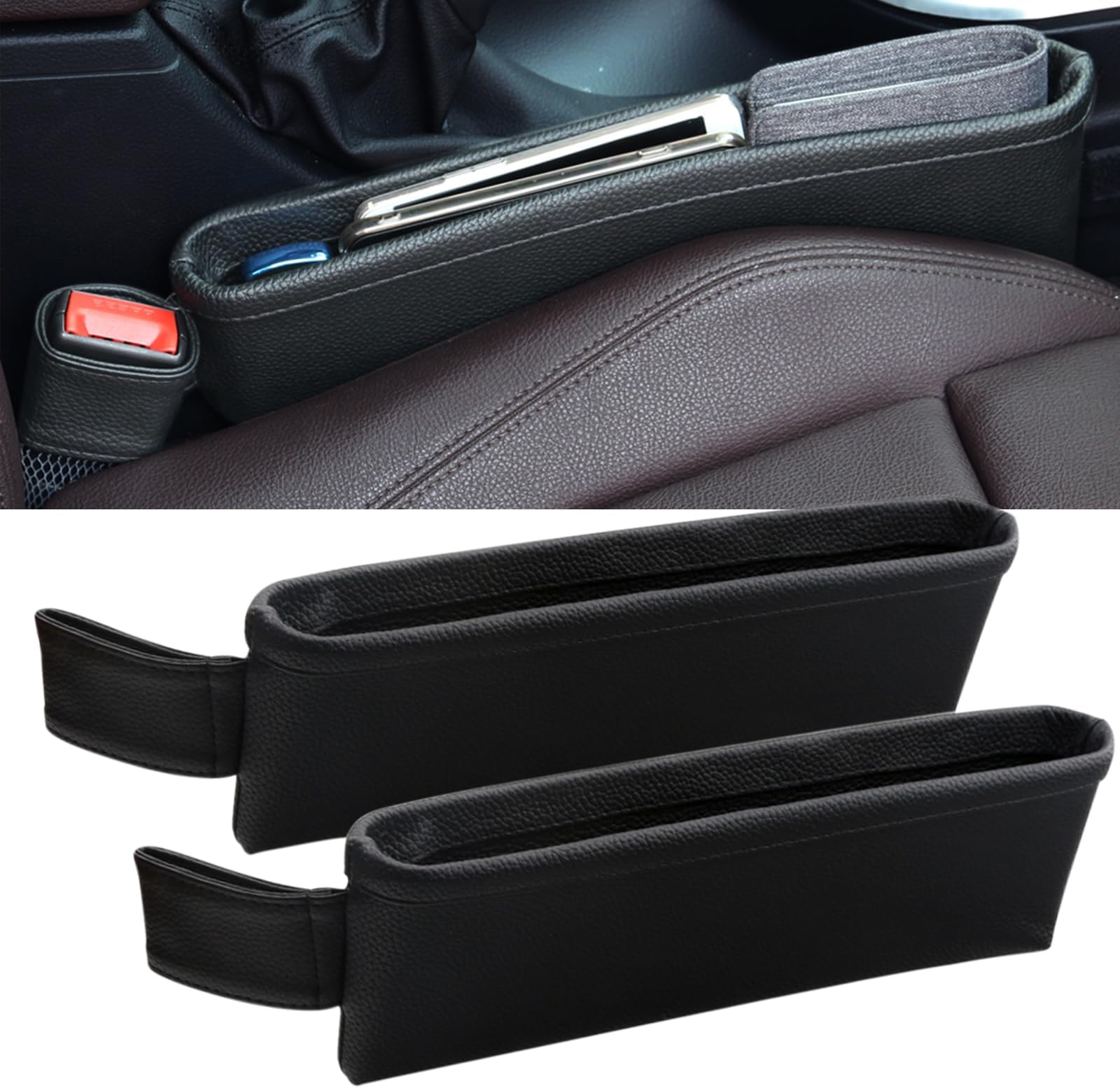 2 Pcs Boîte de Rangement pour Siège,Auto Seat Gap Organisateur Boîte de Rangement Siège Écart de