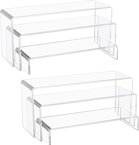 Miniatura 7 de Jusalpha Juego de 3 elevadores de acrílico transparente de 10 pulgadas de grosor de 10 pulgadas, estantes de exhibición de acrílico, accesorios de
