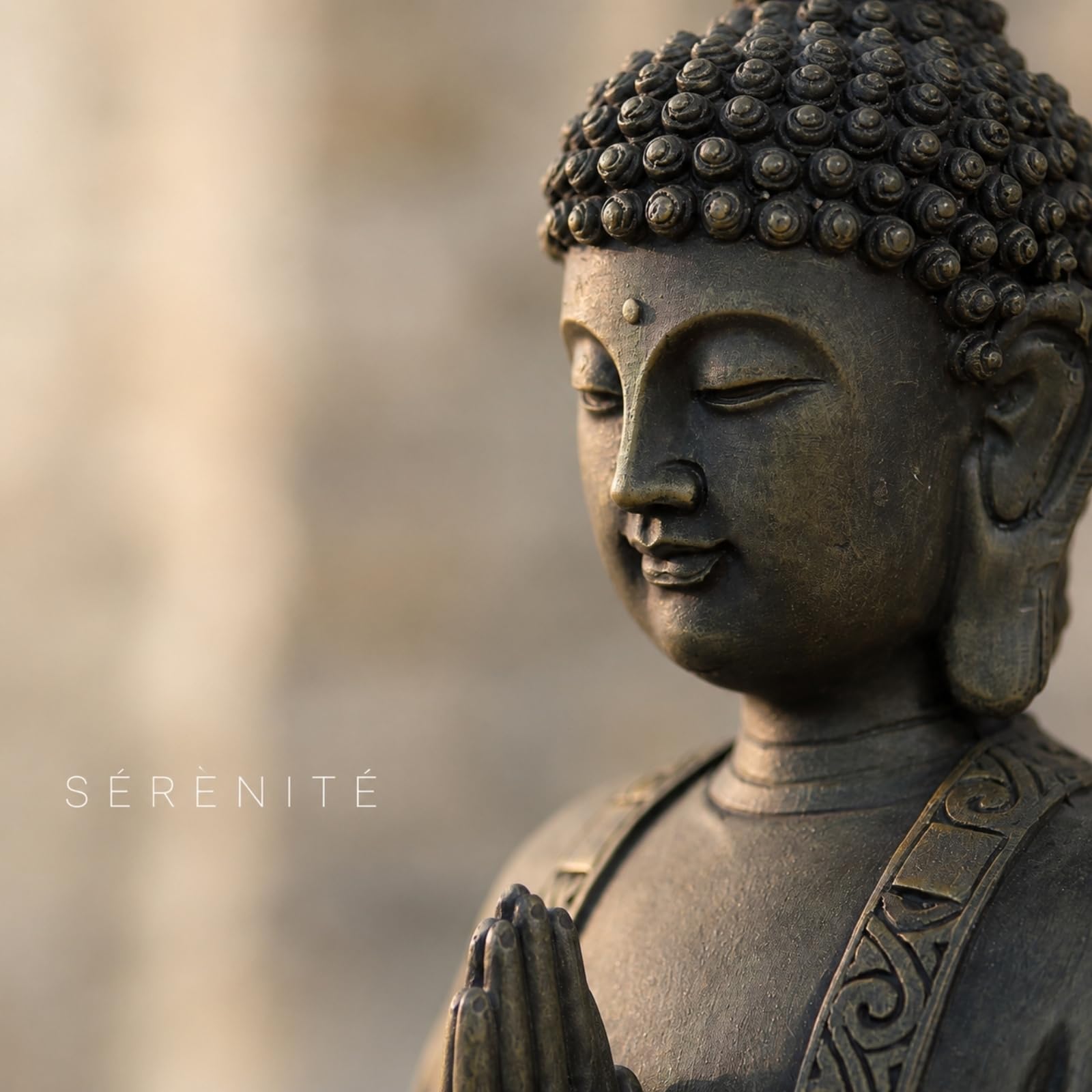 Zen Light - Grande Statue Bouddha Zen 38 cm - Excellente Finition, Peinture Effet Patiné, en Résine - Bel Objet de Décoration et Feng Shui pour la Maison - Idée Cadeau Porte Bonheur