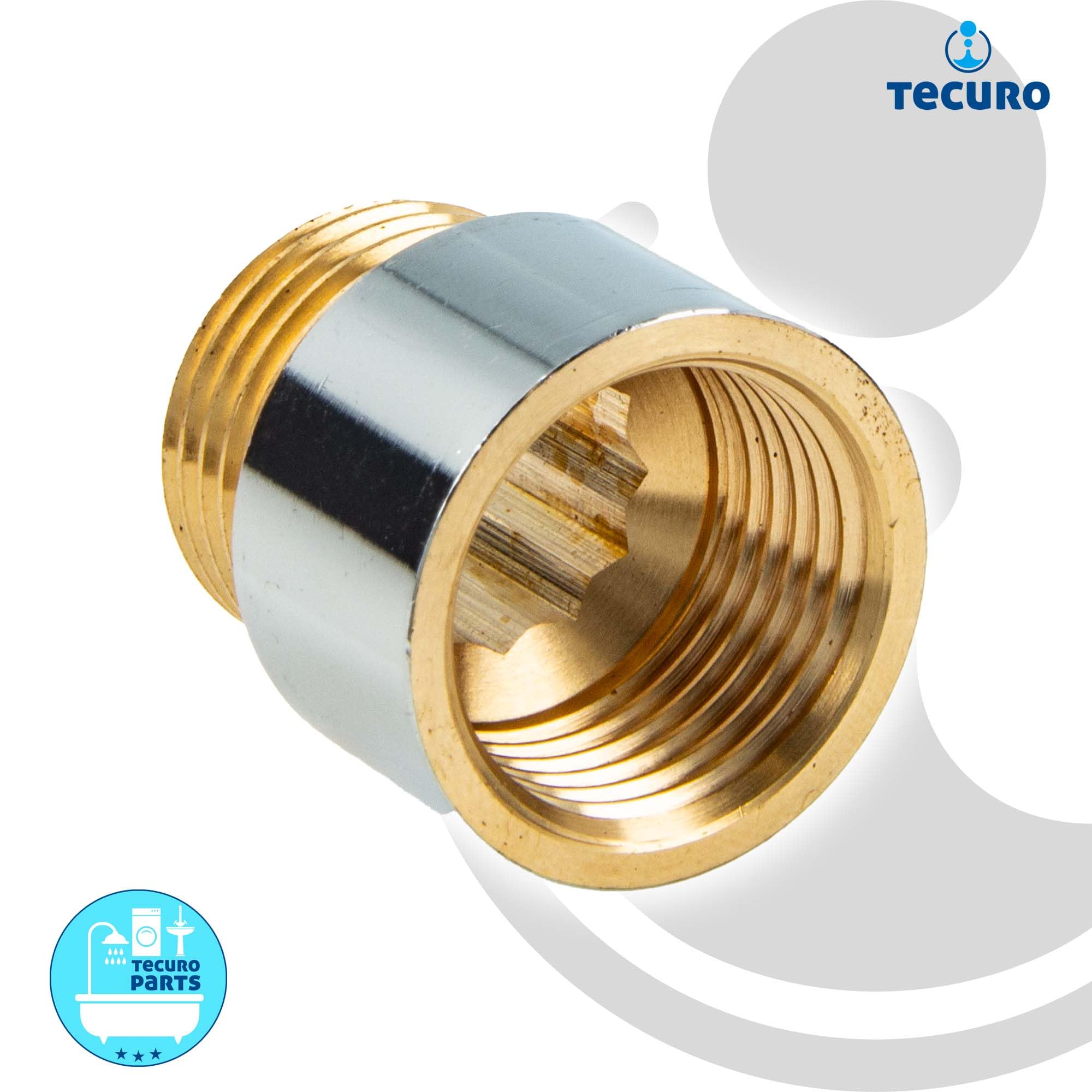 tecuro Tap Extension 1/2 Inch x 20 mm - According to Drinking Water Regulation 50930-6, DIN 3523, Brass CW 617 N Shiny Chrome-Plated - Image 2