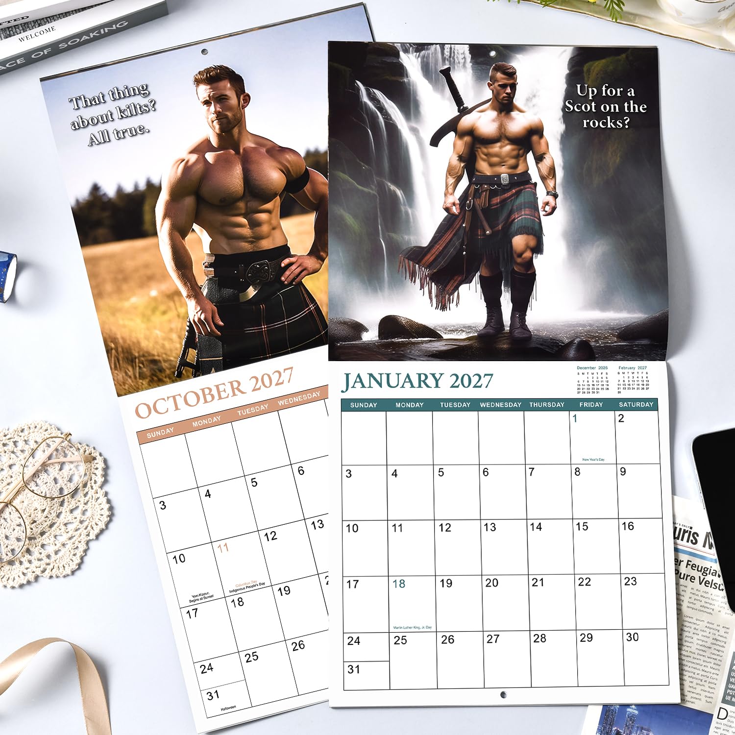 Kalender 2026 - Lustiger Kalender 2026 Wandkalender, 12-Monats-Wandkalender, Januar 2026 - Dez. 2026, 30,5 x 61 cm (offen), Kalender 2026 mit unlinierten Blöcken und dickem Papier