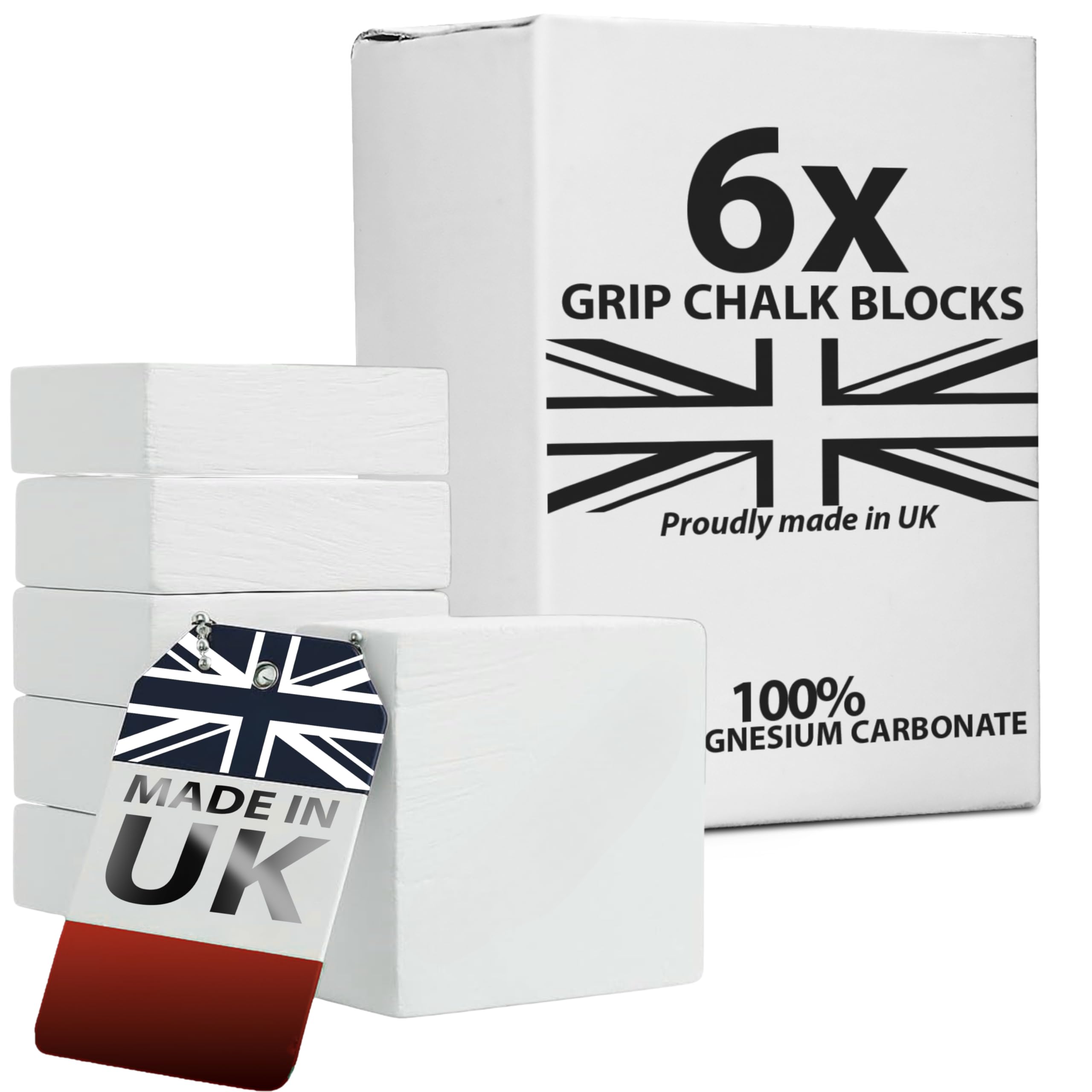 Senshi Grip Chalk Block, Magnesium Carbonate Sports Hand Chalk For Gymnastics, Rock Climbing, Power Lifting, Weight Lifting & More, Long Lasting Grip, Made In UK (6 Pack)