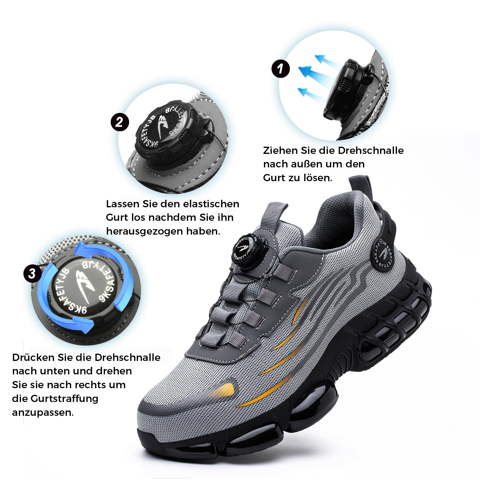 Arbeitsschuhe Herren Damen Sicherheitsschuhe Stahlkappenschuhe Sportlich Atmungsaktiv rutschfeste Safety Shoes 36-46 EU