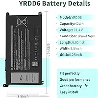 Vista 2 de Batería YRDD6 de 42 Wh para Dell Inspiron 15 3000 Series 3583 3593 3582 3584 3501, inspiron 15 5000 Series 5582 5584 5593 5594 5598 5585 14 3499 3