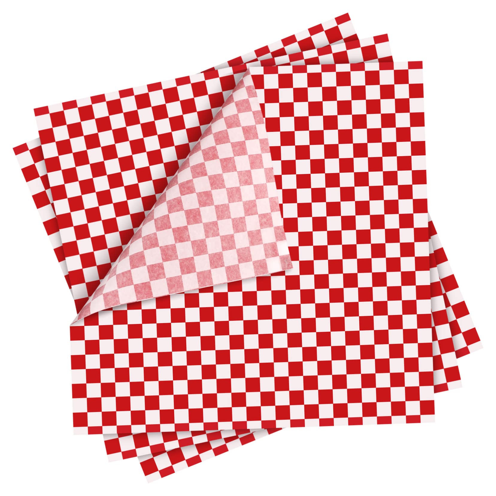 COLLBATH 24pcs Checkered Dry Waxed Paper Food Grade Sandwich Paper Sheets Food Basket Liner Parchment for Air Fryer