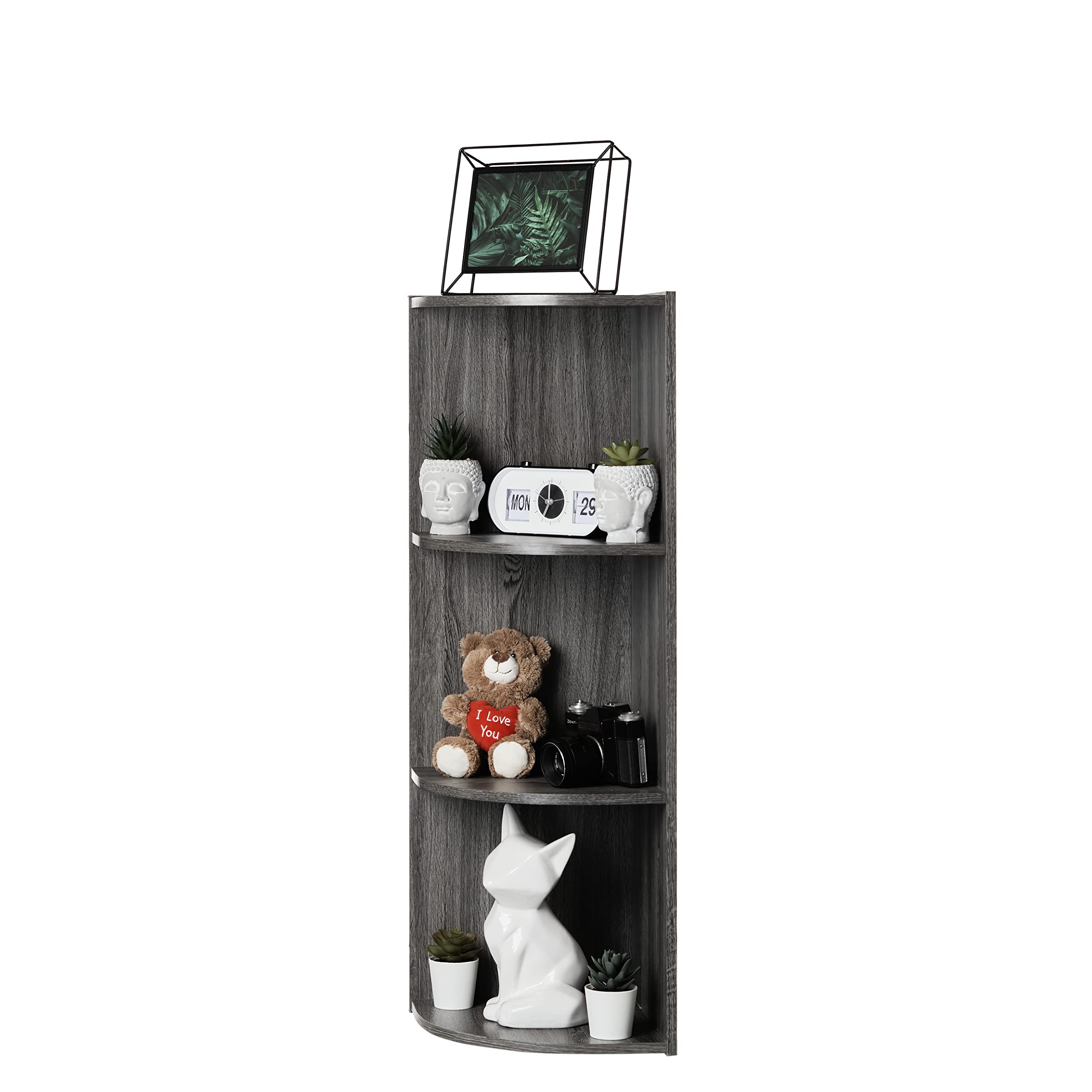 IRIS USA Corner Bookcase, 3Tiered Home Shelving, Ash Gray for sale