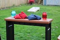 Vista 7 de El juego de barra individual incluye 2 taburetes de bar con parte superior de secoya y base negra, ideal para patio, zona de bañera de hidromasaje