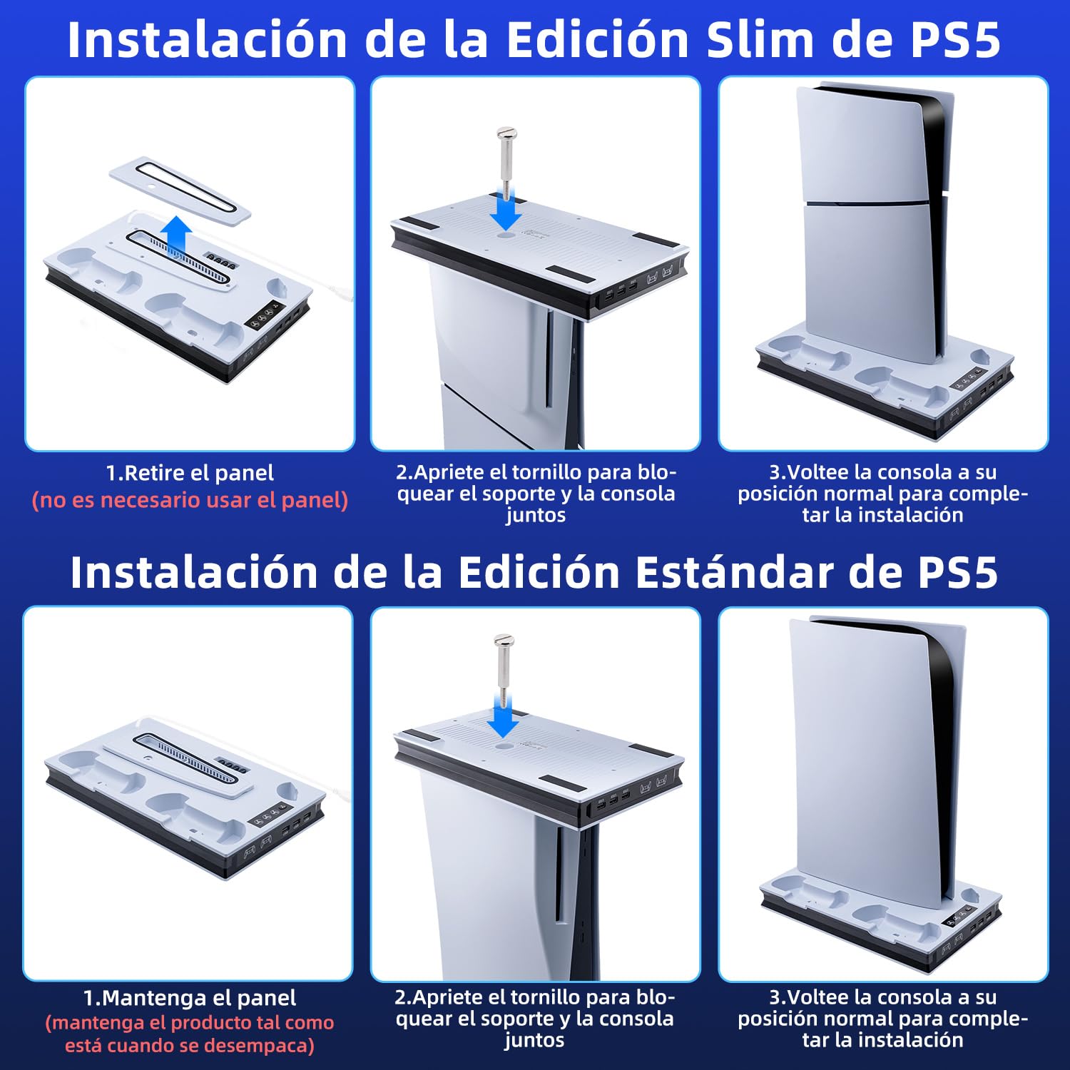 Wigearss PS5/PS5 Slim/PS5 Pro Soporte Vertical Ventiladores de Refrigeración y Estación de Carga de Dual Dontrolador, Soporte Multifuncional con Iluminación LED para Consola PS5/PS5 Slim/PS5 Pro