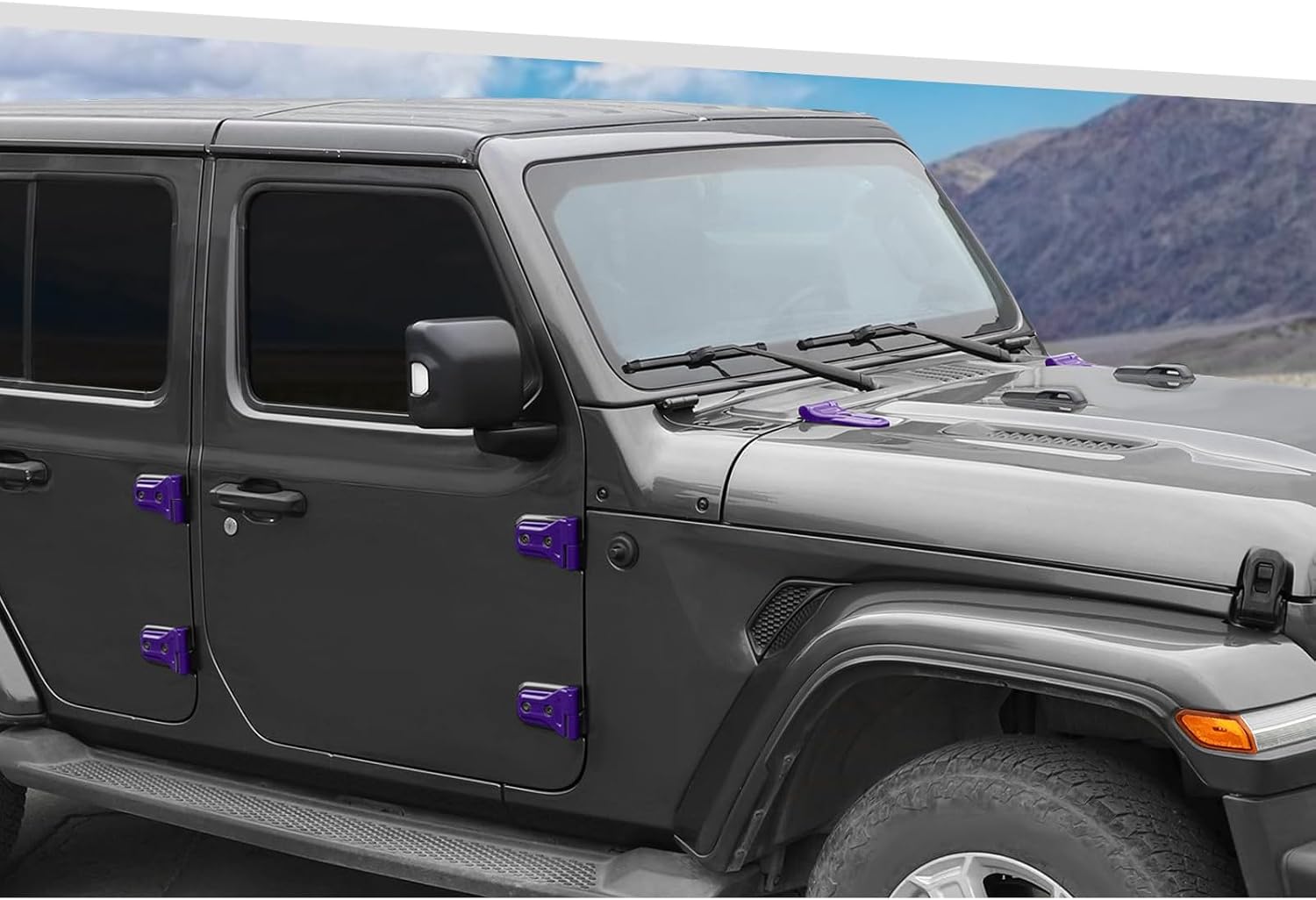 Jimen Fit for Jeep Wrangler JLU 4 Door 2018-2025, 24PCS Hood Hinge Cover & Tailgate Door Hinge Trim (Purple)