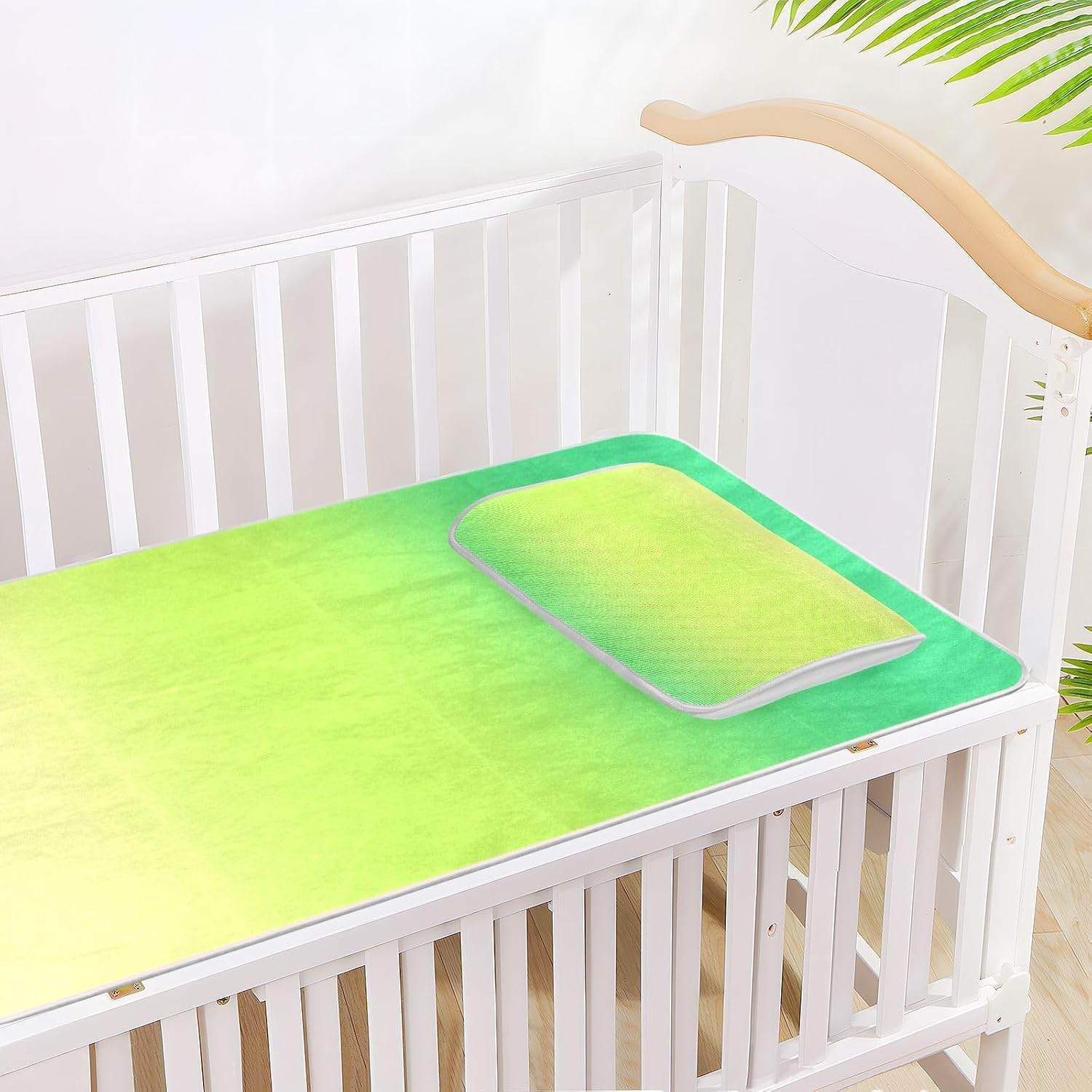 Fresh Summer Green Gradient Cooling Baby Crib Mattress 28" x 52" Reusable Pads for beds for Kids, Adult
