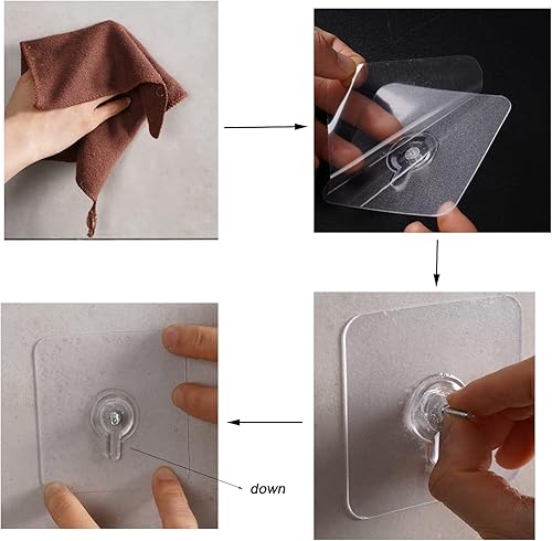 Miniatura 6 de 12 tornillos adhesivos de pared para colgar clavos, calcomanías de tornillo para colgar estantes, ducha, cocina (0.394 pulgadas)