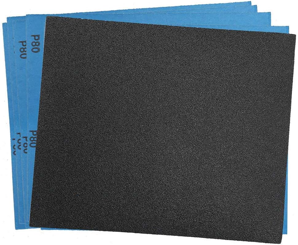LotFancy 80 Grit Sandpaper, 30PCS, 9 x 11 Dry Wet Sand Paper, Silicon Carbide Sanding Sheet for Automotive Wood Furniture Metal Sanding, Polishing, Finishing