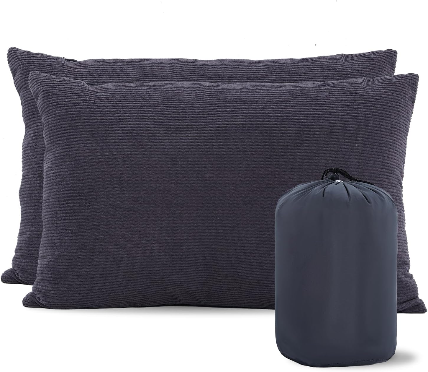 MOON LENCE Camping Pillows 2 Pack, Compressible Camp Pillow with Washable Cover & Carry Bag, Plush Filled Backpacking Pillow for Hiking, Travel, Sleeping 12″x16″ Grey MOON LENCE Camping Pillows 2 Pack, Compressible Camp Pillow with Washable Cover & Carry Bag, Plush Filled Backpacking Pillow for Hiking, Travel, Sleeping 12″x16″ Grey