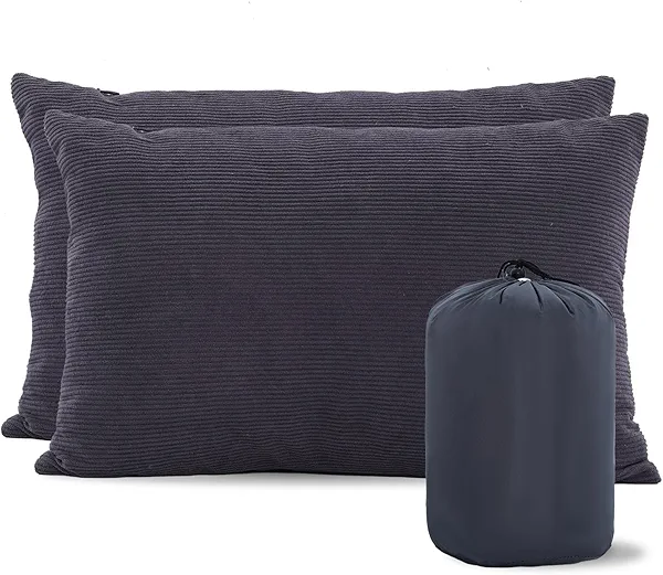 MOON LENCE Camping Pillows 2 Pack, Supportive Pillow for Sleeping, Compressible Lightweight for Camp and Travel, with Removable Pillows Cover & Carry Bag, Medium Size