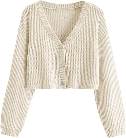 SweatyRocks Women s Long Sleeve Button Front V Neck Soft Knit Cardigan Sweaters