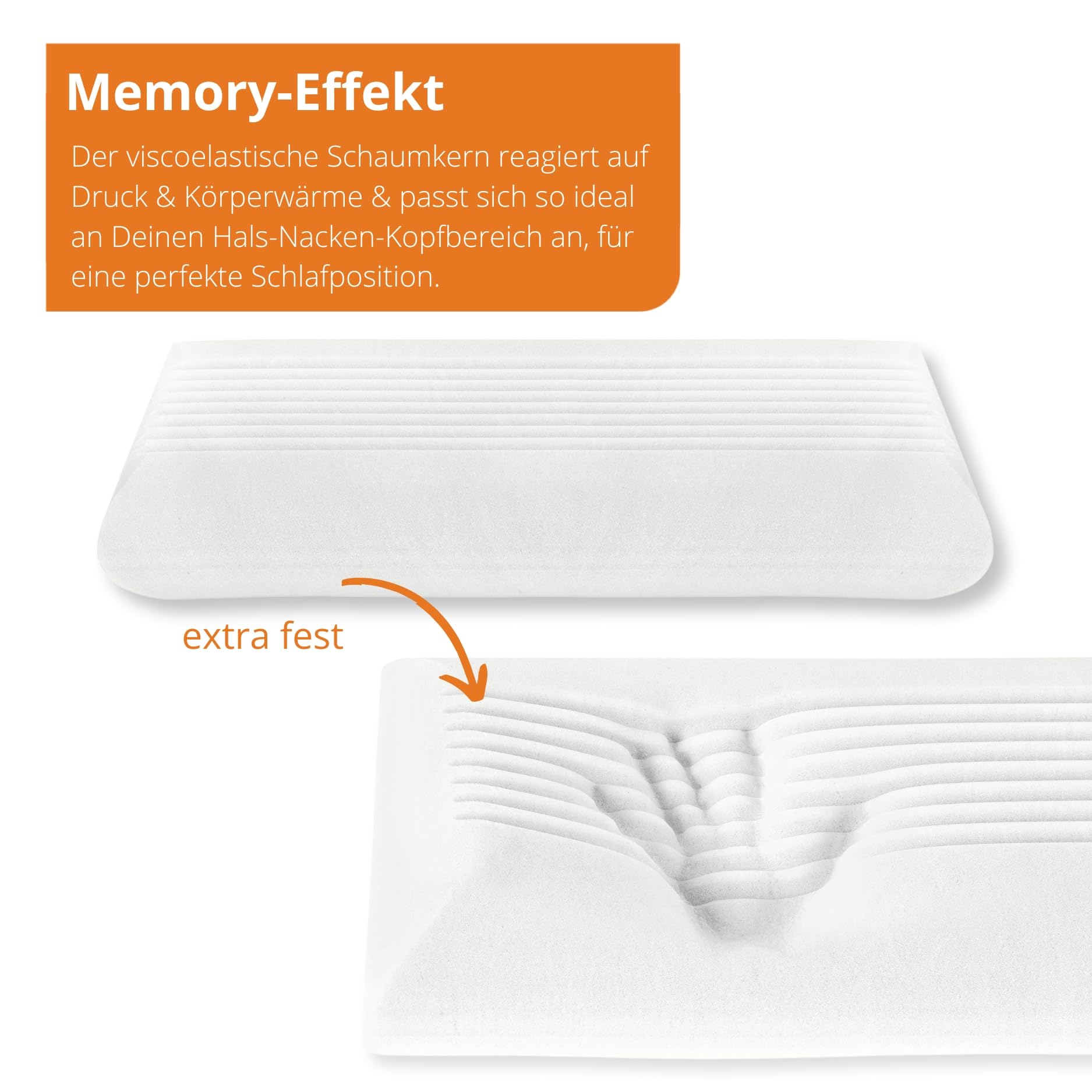 sleepling Orthopädisches Nackenstützkissen 34x74 cm, extra festes Nackenkissen, Visco Kopfkissen 34 x 74 cm, Kissen mit Memory Foam, Made in EU, Oeko-Tex, waschbar bis 60 Grad