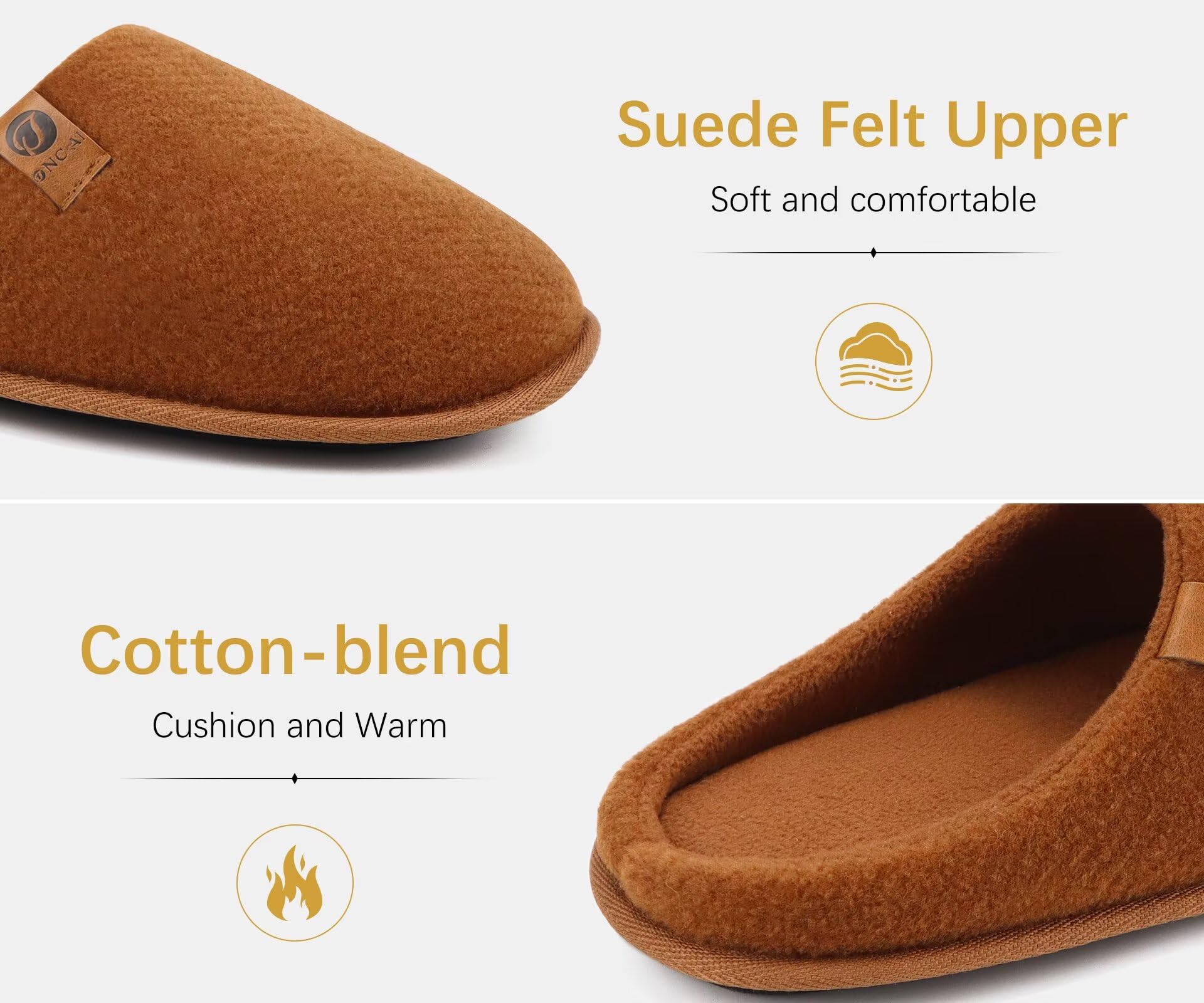 ONCAI Pantofole da Uomo Invernali, Comoda Memory Foam Calde Scarpe da Casa in Lana Con Suola Antiscivolo Taglia 40-49 EU