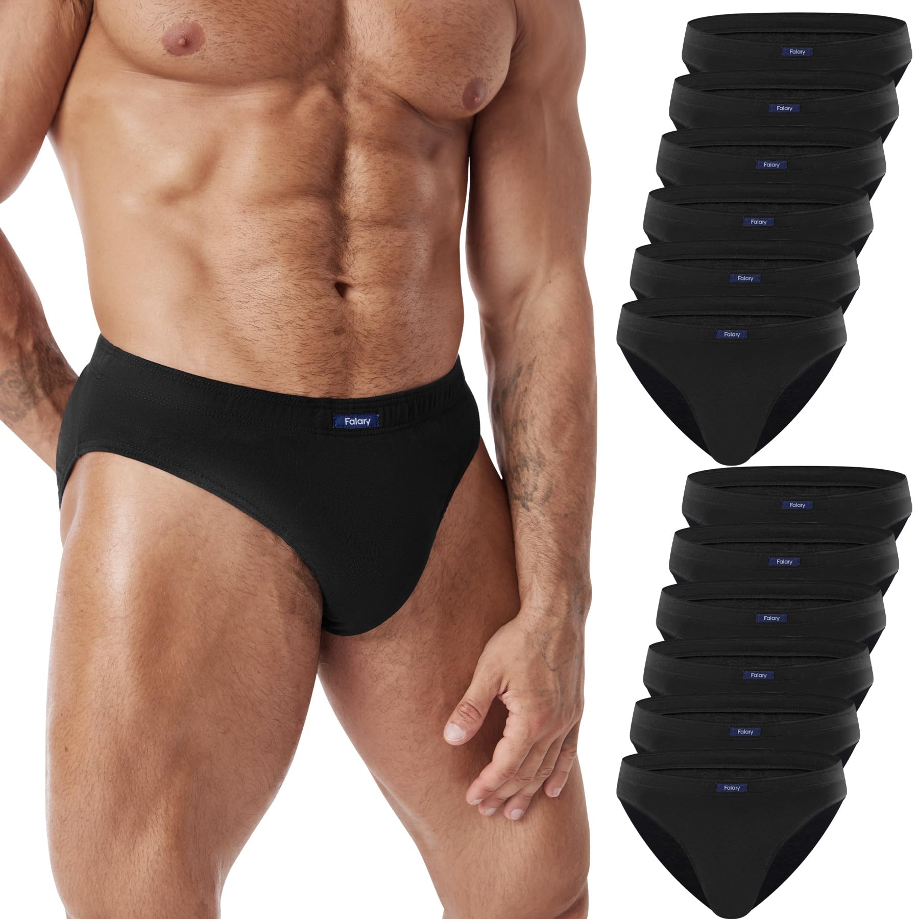 FALARY Slip Uomo Pacco da 6/12 100% Cotone Mutande Uomo Morbido Intimo Elastico Comfort Briefs