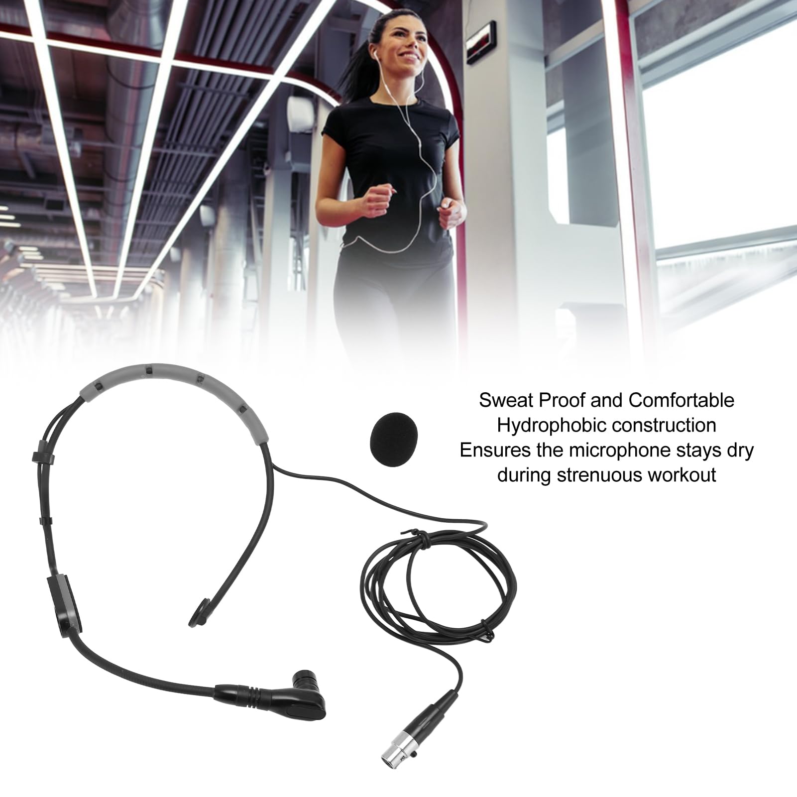 Micrófono de Diadema para Sistema Inalámbrico Shure PGA31 SM31 SM35, Micrófono Condensador de Auriculares, con Conector TQG, Resistente a la Intemperie (Gray)