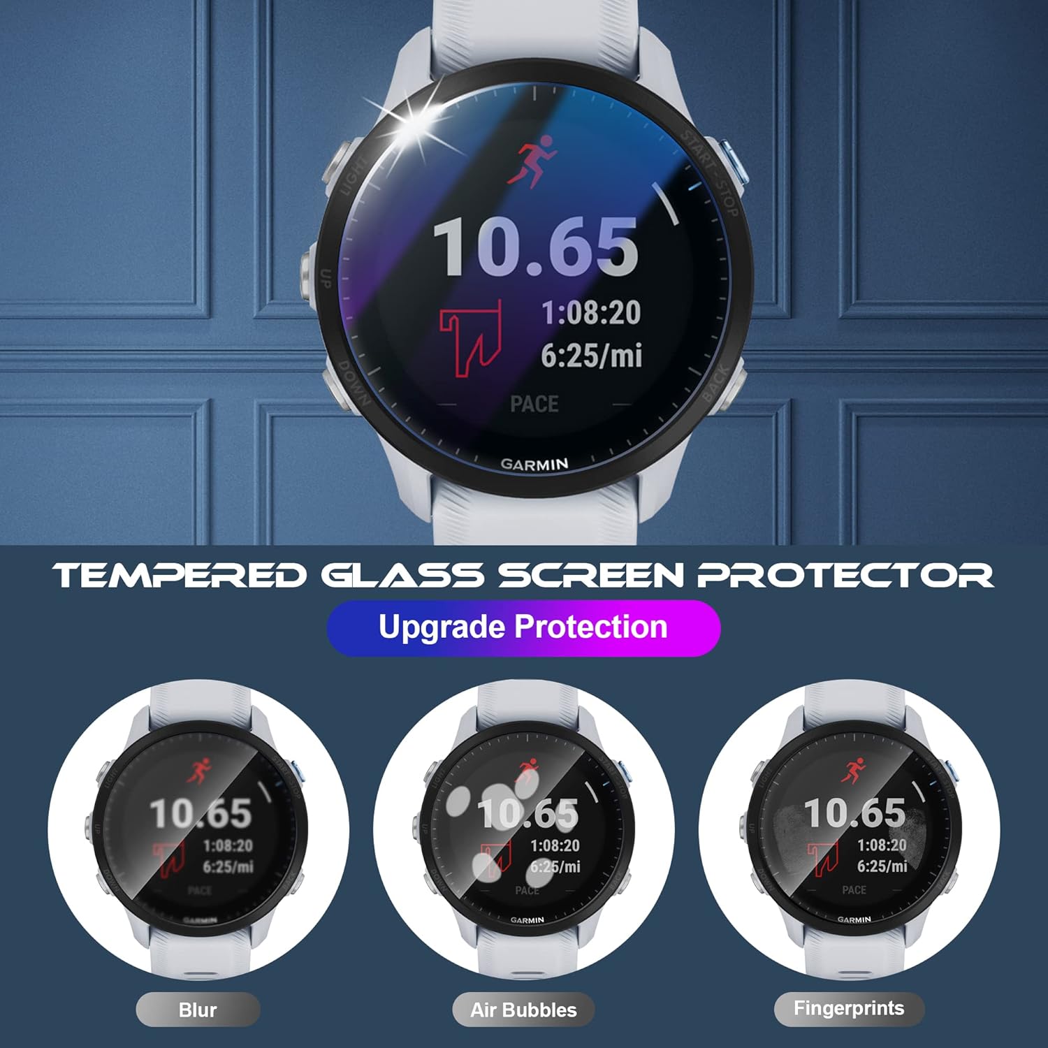 orzero 4 pack compatible for garmin forerunner 955 garmin forerunner 955 solar tempered glass screen protector 2 5d arc edges 9 hardness high defi