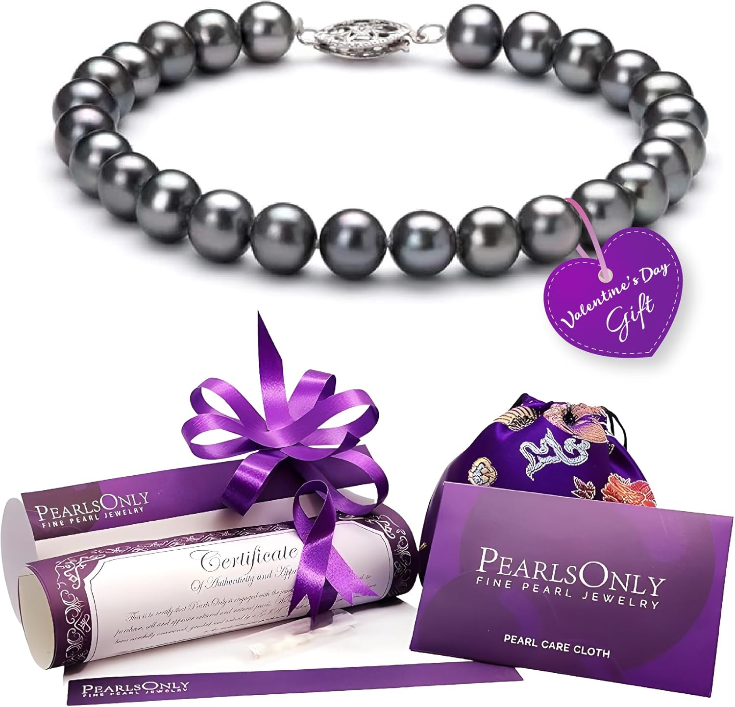 Black 8-8.5mm AA Quality Japanese Akoya 925 Sterling Silver Cultured Pearl Bracelet For Women