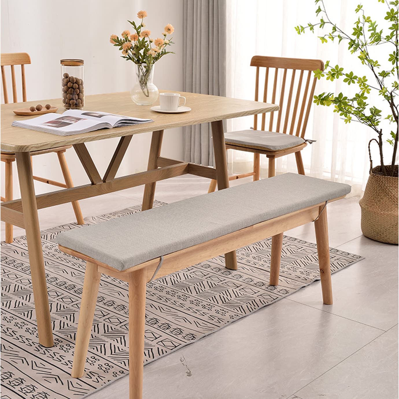 Cuscini Per Panca Da Giardino 90x30x3 Cm, Grigio Scuro, Con Lacci E Fodera Lavabile, Per Interni Ed Esterni