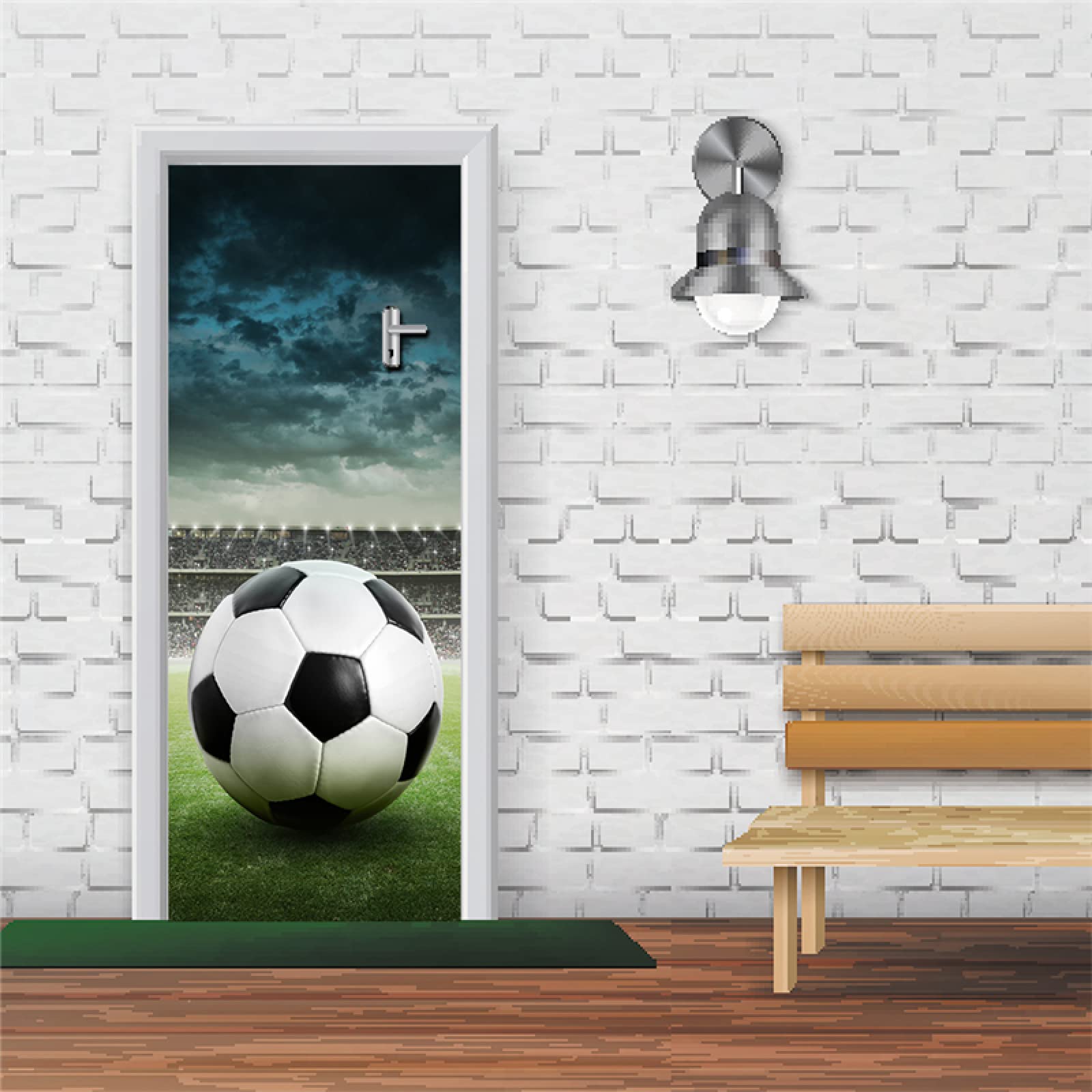 Fußball Türaufkleber 3D Design - Selbstklebende Türfolie Für Zimmer & Badezimmer