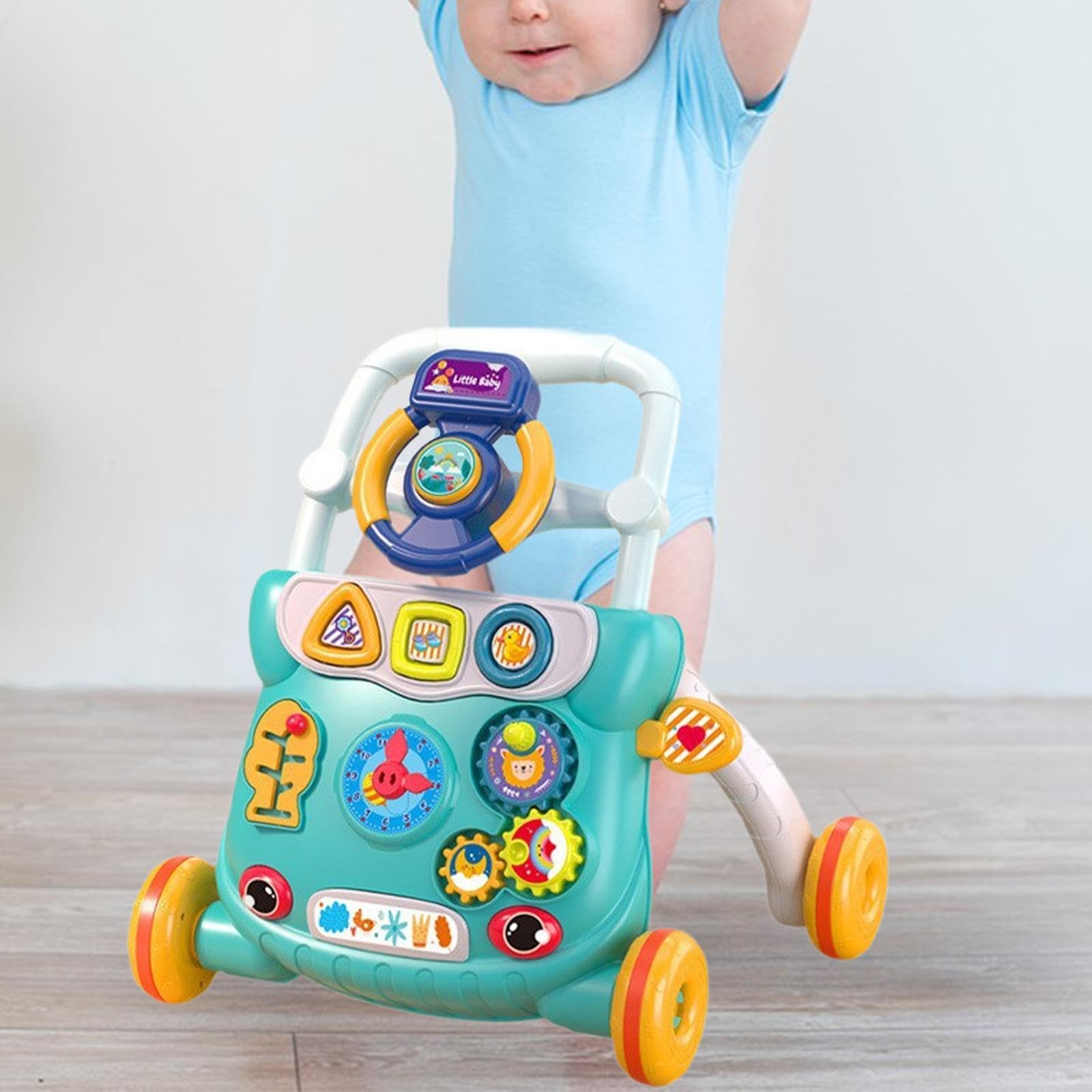 Push Walking Toy Kinder Lauflernhilfe Musik Lernspielzeug Frühkindlicher Lernwagen für Babys für Lernen Bewegung Spielzimmer, Grün