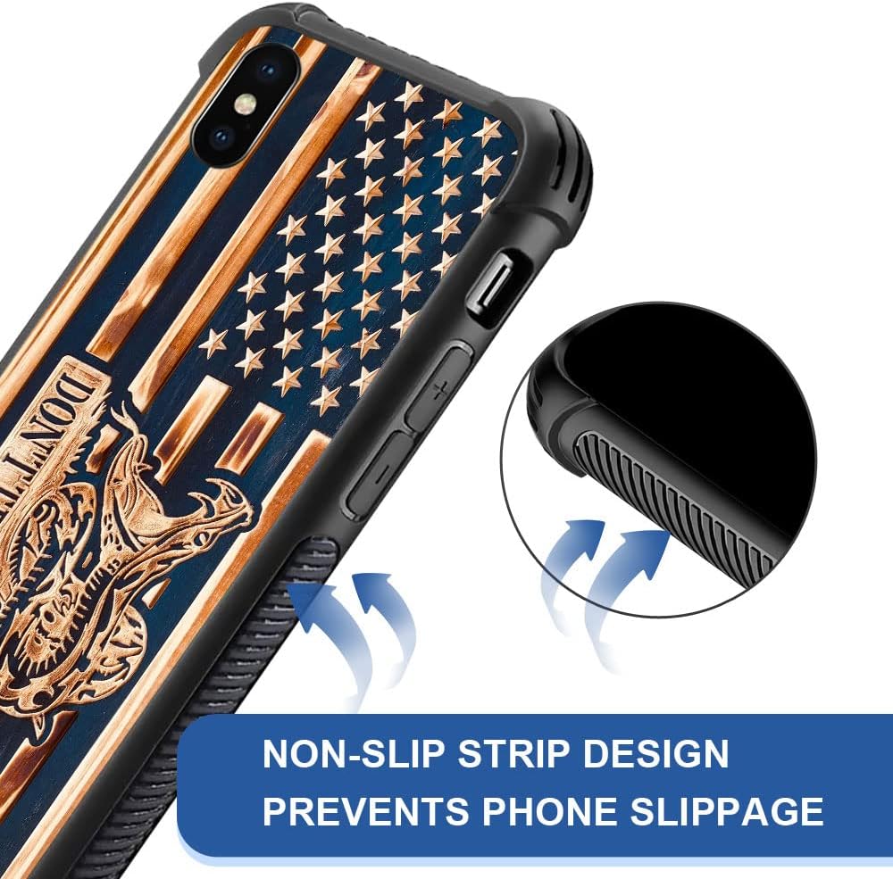 DAIZAG Compatible with iPhone XR Case,All-Round Protection Shockproof Anti-Scratches TPU Cover,Cases for Man Woman-Dont Tread on me Wood Grain American Flag - Image 2