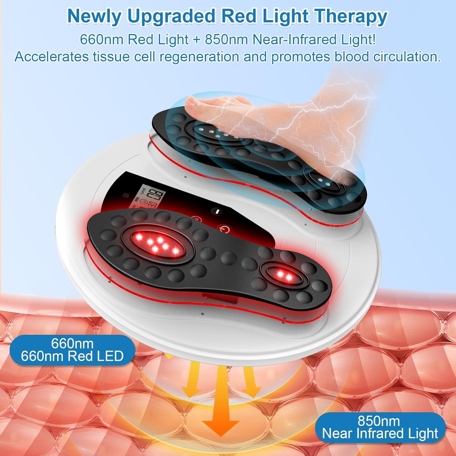 EMS Foot Massager Pro for Neuropathy & Pain Relief with Upgraded Infrared Therapy, Rechargeable TENS Electric Muscle & Nerve Stimulator for Plantar Fasciitis Relief, Blood Circulation Booster