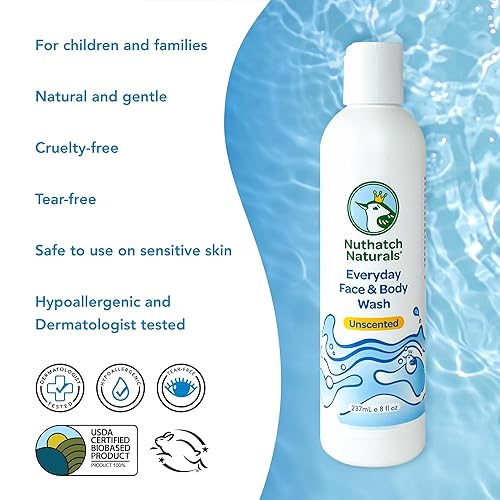 Miniatura 4 de Jabón facial y corporal diario para niños, suave, a base de plantas, no tóxico, hipoalergénico y cuidado de la piel sensible para niños