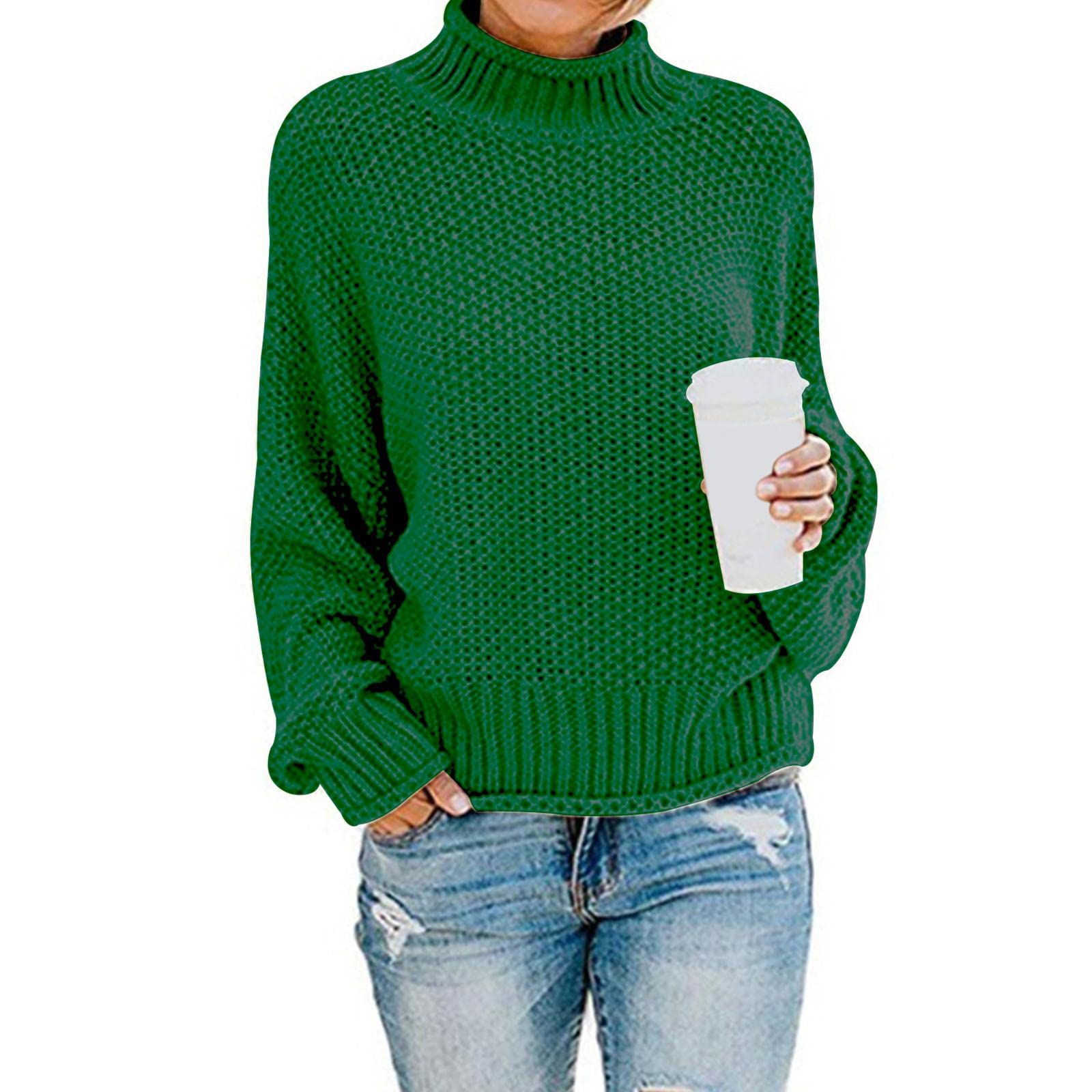Womens Turtleneck Batwing Sleeve Oversized Pullover Sweater XL Dark green|Clothing Shoes & Accessories | Womens Clothing | Sweaters-image-45