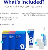 Vista 6 de Kit de cuidado para sonda de pH Bluelab CAREKITPH con solución de calibración, solución de almacenamiento y cepillo, utilizado para lápiz de pH
