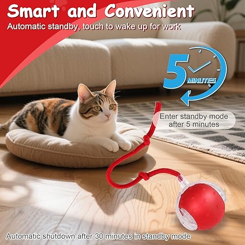 Miniatura 4 de Juguete interactivo inteligente para gatos y perros, persecución automática de 360, con sonidos de pájaros y activación de movimiento, diseñado para