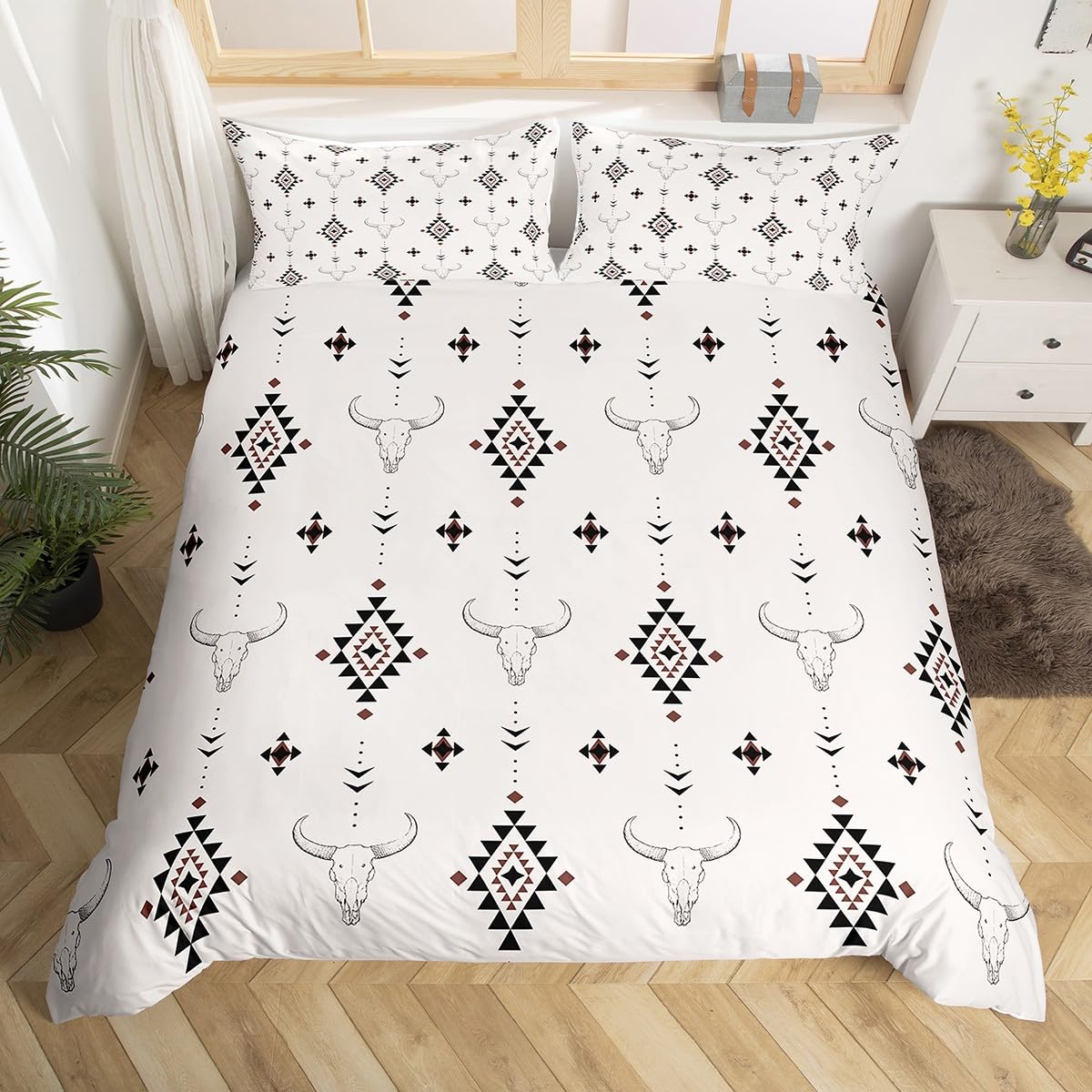 Linge de lit en lin aztèque de qualité supérieure style bohème ouest américain