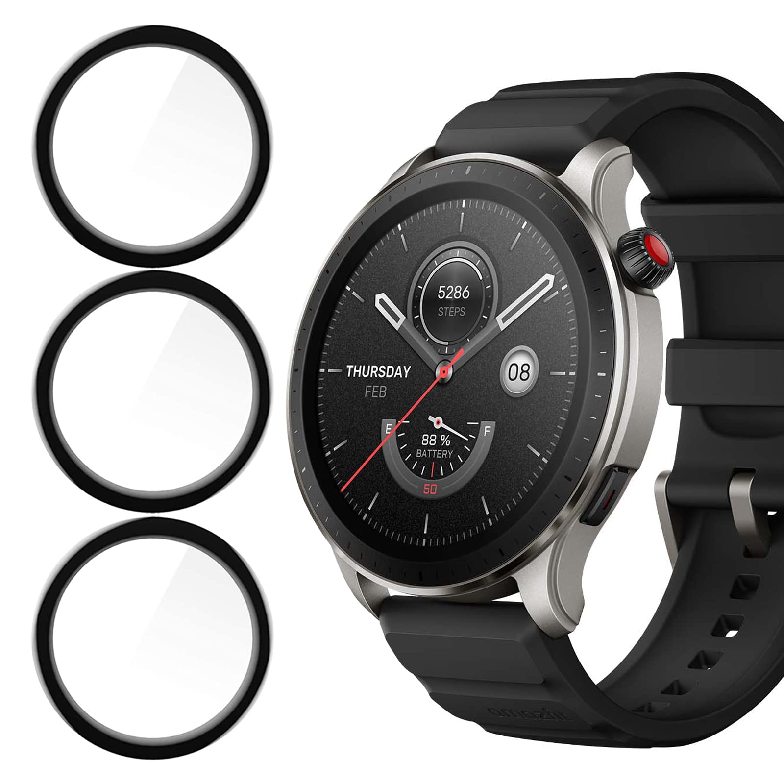 Blueshaweu Compatible avec Amazfit GTR 4 Film de protection, protection écran pour Amazfit GTR 4,3D couverture complète protection d'écran, HD ultra transparente
