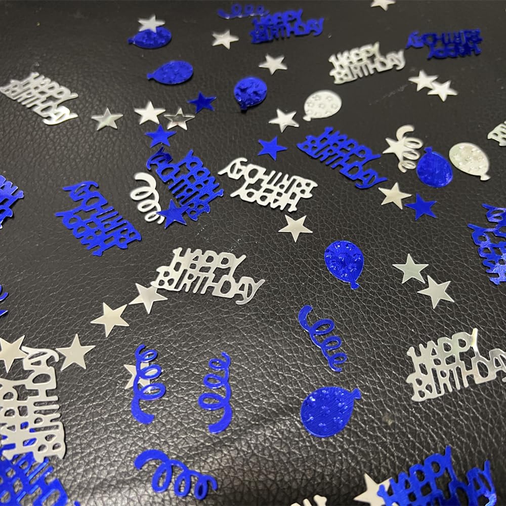 EMAAN Silver Happy Birthday Confetti Metal Foil Confetti Sequins, Party Table Scatter Decoration Exquisite Birthday Party (Silver