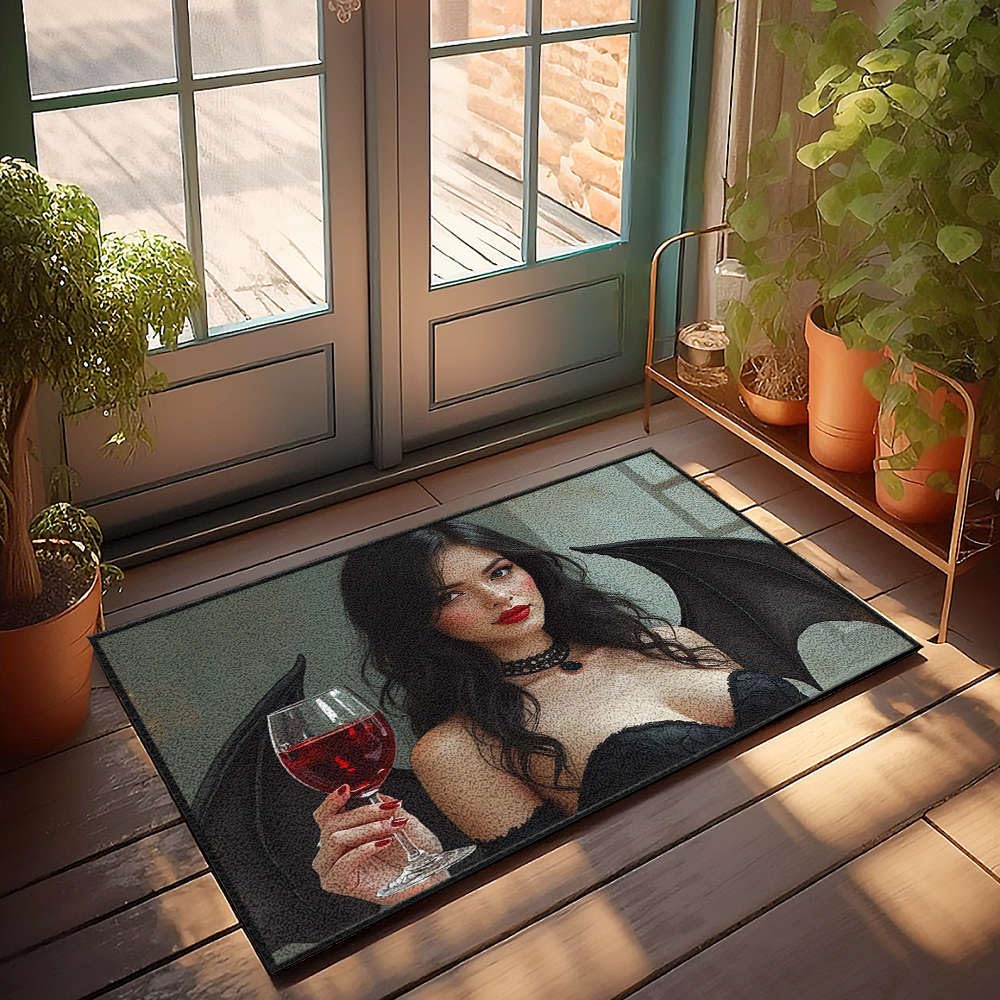 Paillasson extérieur amusant femme chauve-souris 65x90 cm pour tapis de porte man cave