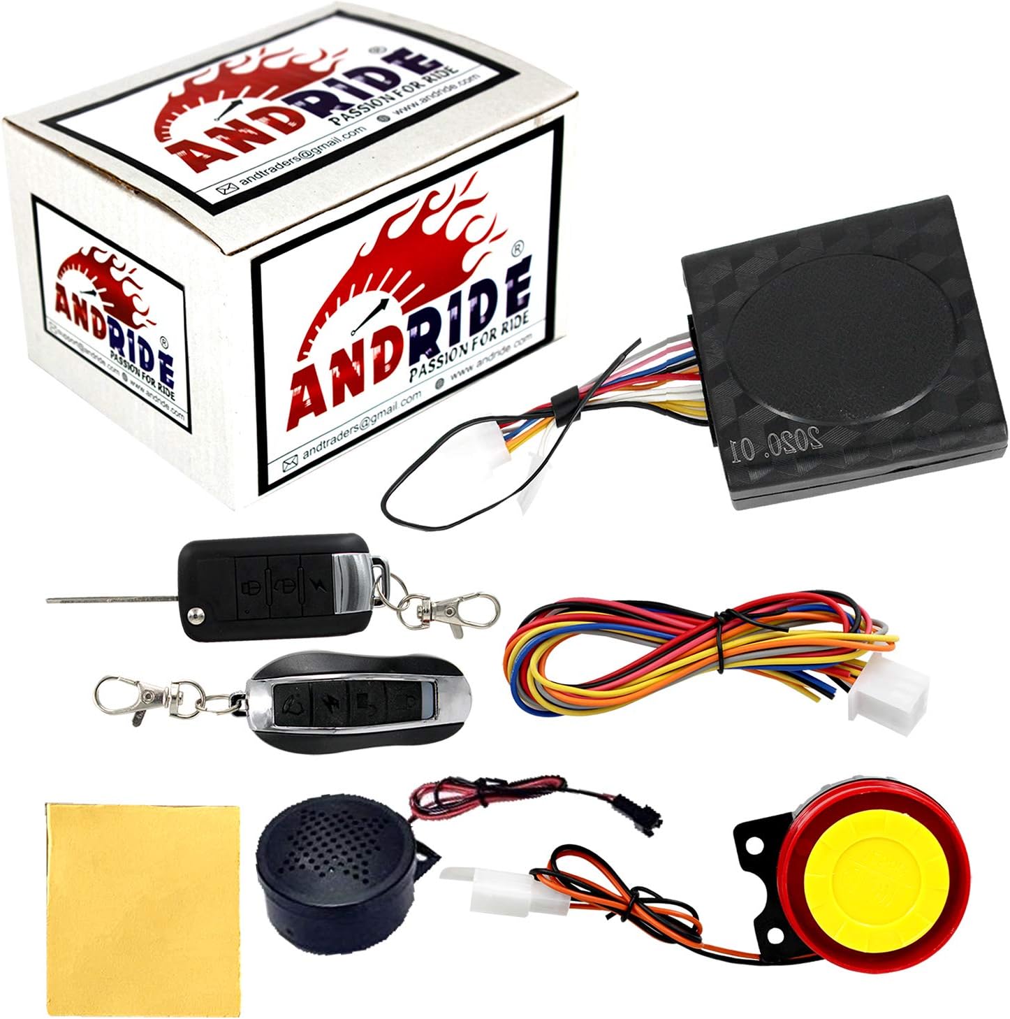 Andride Anti-Theft Alarm Universal Button Remote Key Motorcycle/Bike Alarm Security System (with Tokking)