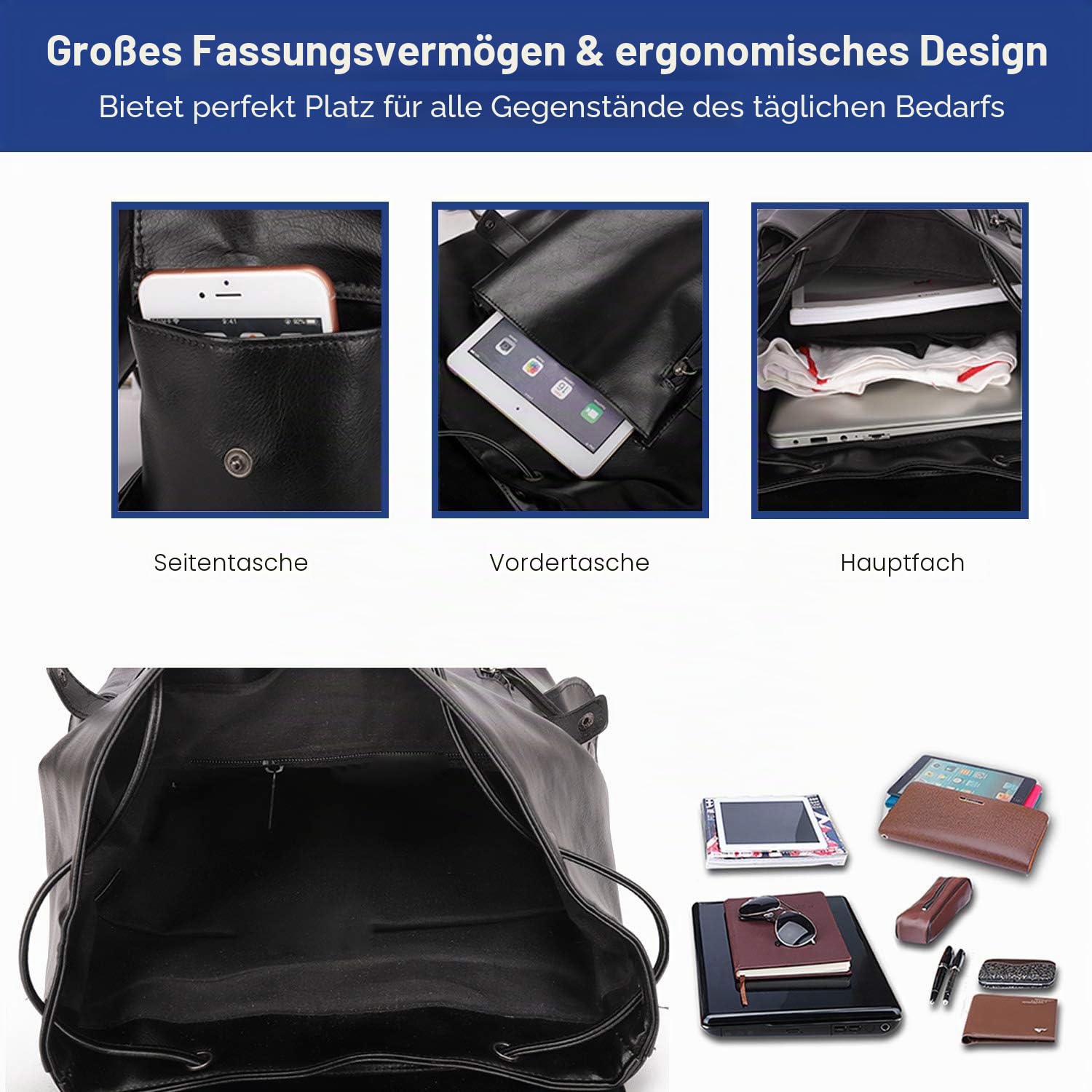 FANDARE Rucksäcke Wasserdicht Daypacks Junge Ranzen Schulranzen mit USB-Ladeanschluss für 15.6 Zoll Laptop Taschen Herren Schulrucksack Schultasche für Arbeit Wandern Reisen Camping Schule Rucksack