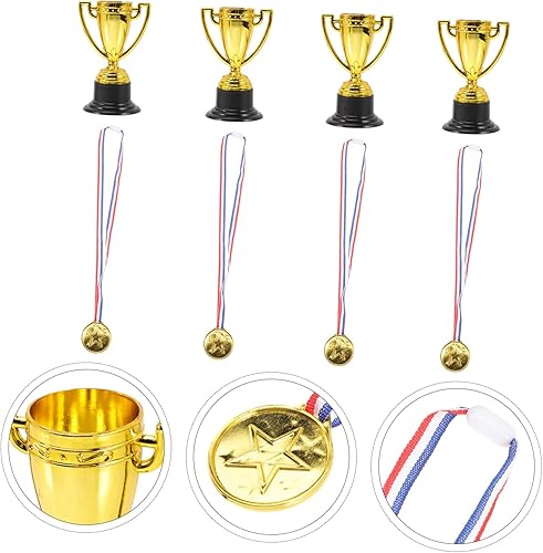 Miniatura 2 de Anneome 8 uds. Copa de oro de plástico a granel juguetes para niños decoración a granel mini juguetes premios trofeos juguetes mini trofeos de