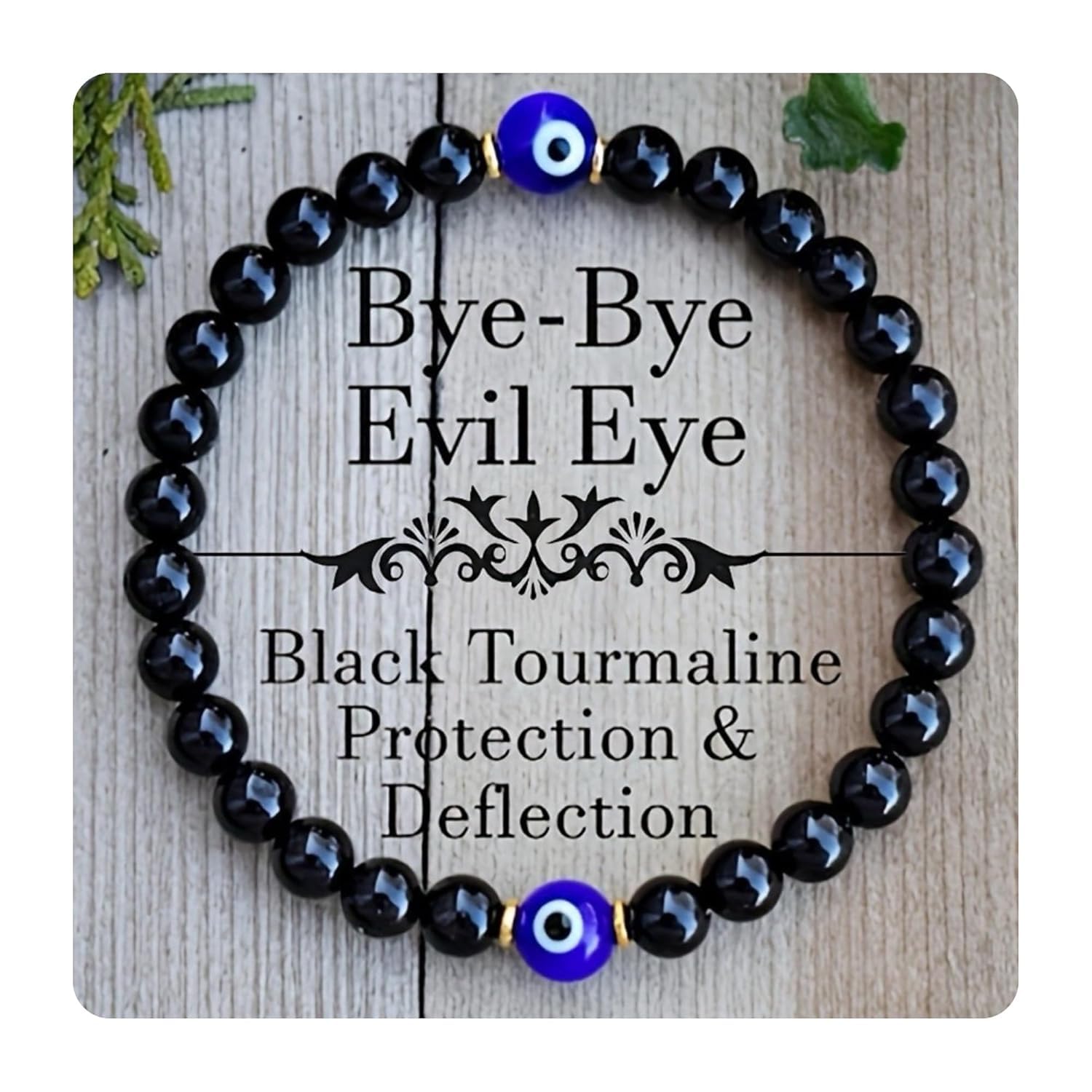 Black Tourmaline & Evil Eye Bracelet Protection & Manifestation Jewelry for Men & Women Energy Healing, Warding Off Negativity Handcrafted Gift for Birthdays, Anniversary Thumbnail