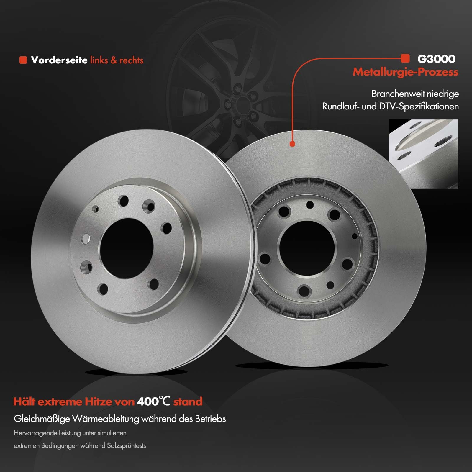 Frankberg 8 pastillas de freno + 4 discos de freno delanteros y traseros | GSYD3323Z; Compatible con: 6 Combi GH, 6 Saloon GH, 6 Hatchback GH