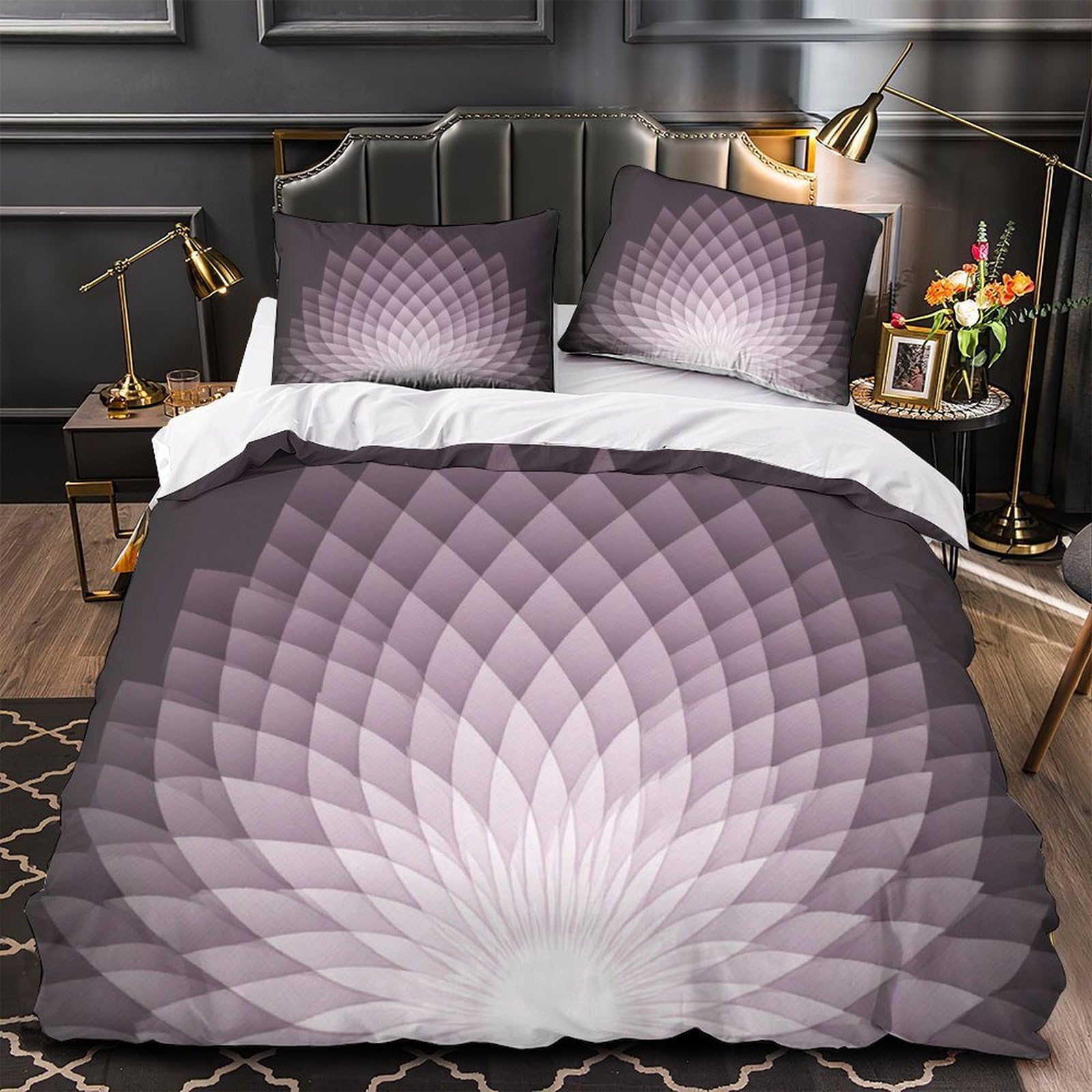Housse de couette art floral abstrait en microfibre résistante supérieure lit 260x220 cm